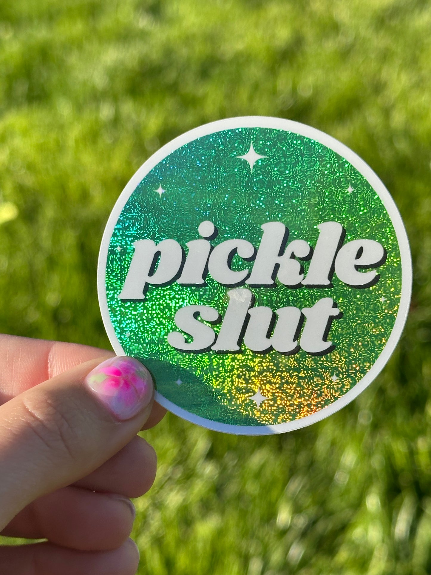 Pickle Slut Green Glittery Sticker