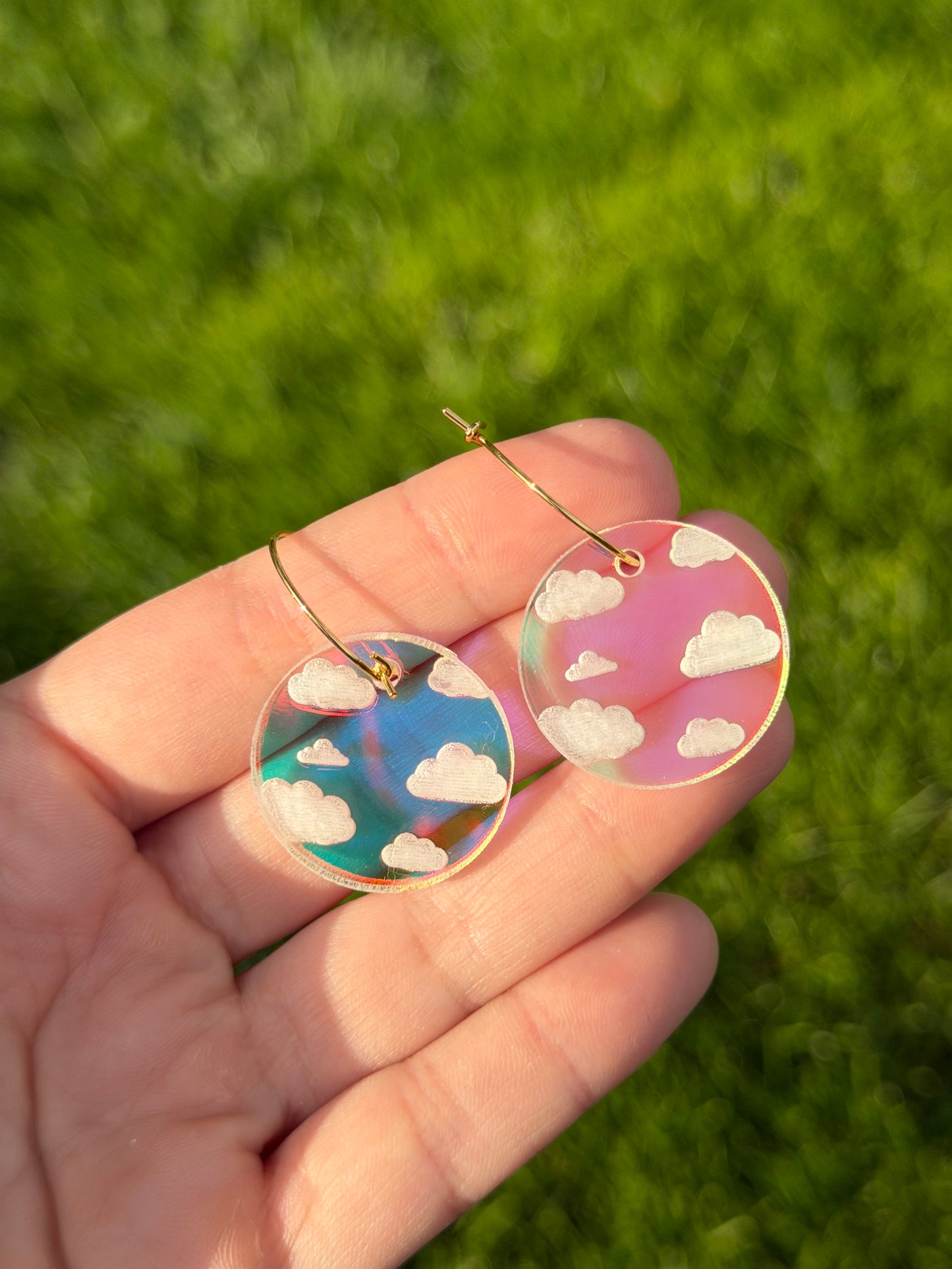 Iridescent Cloudy Circle Hoop Earrings