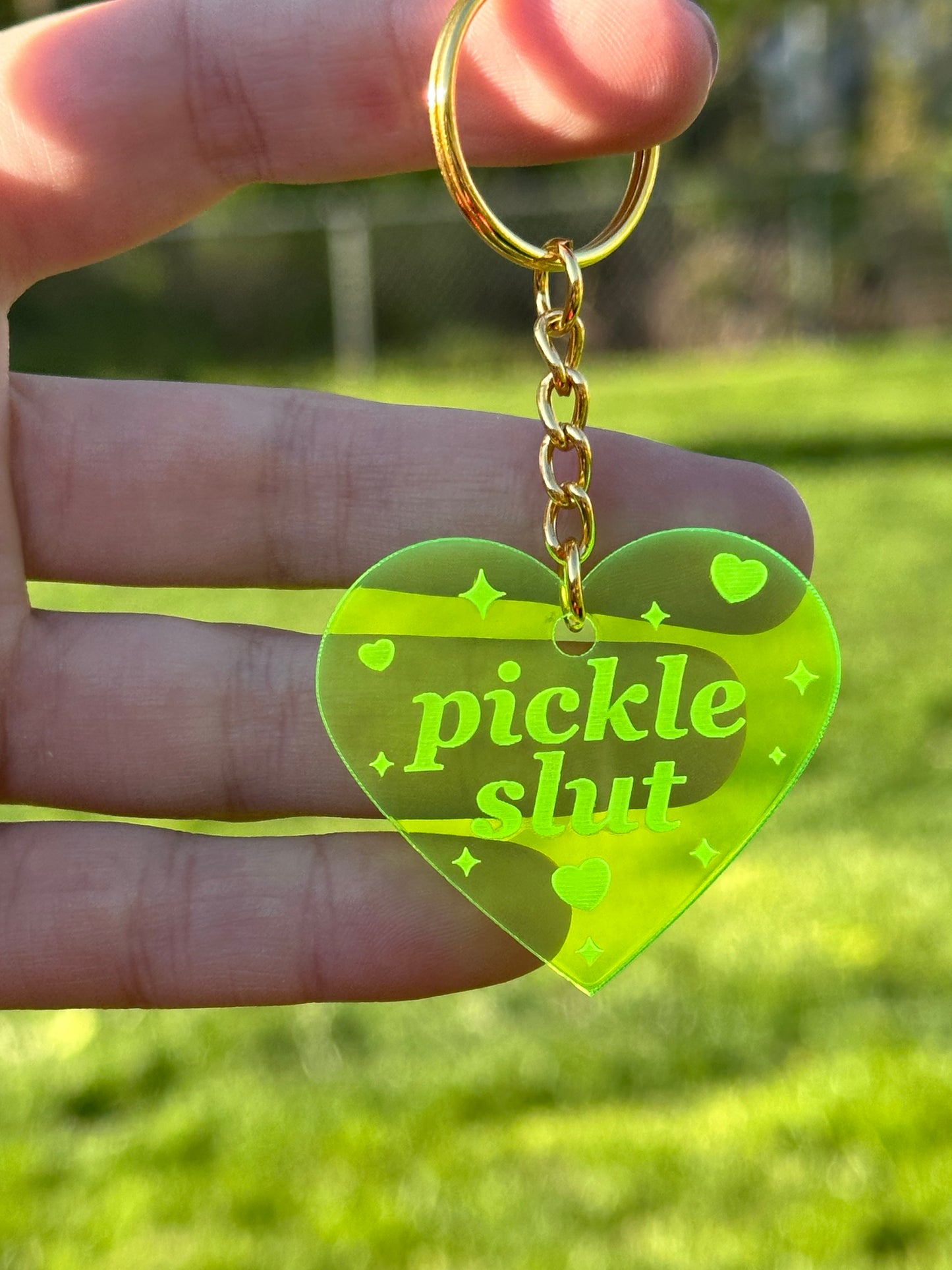 Pickle Slut Neon Green/Yellow Acrylic Keychain