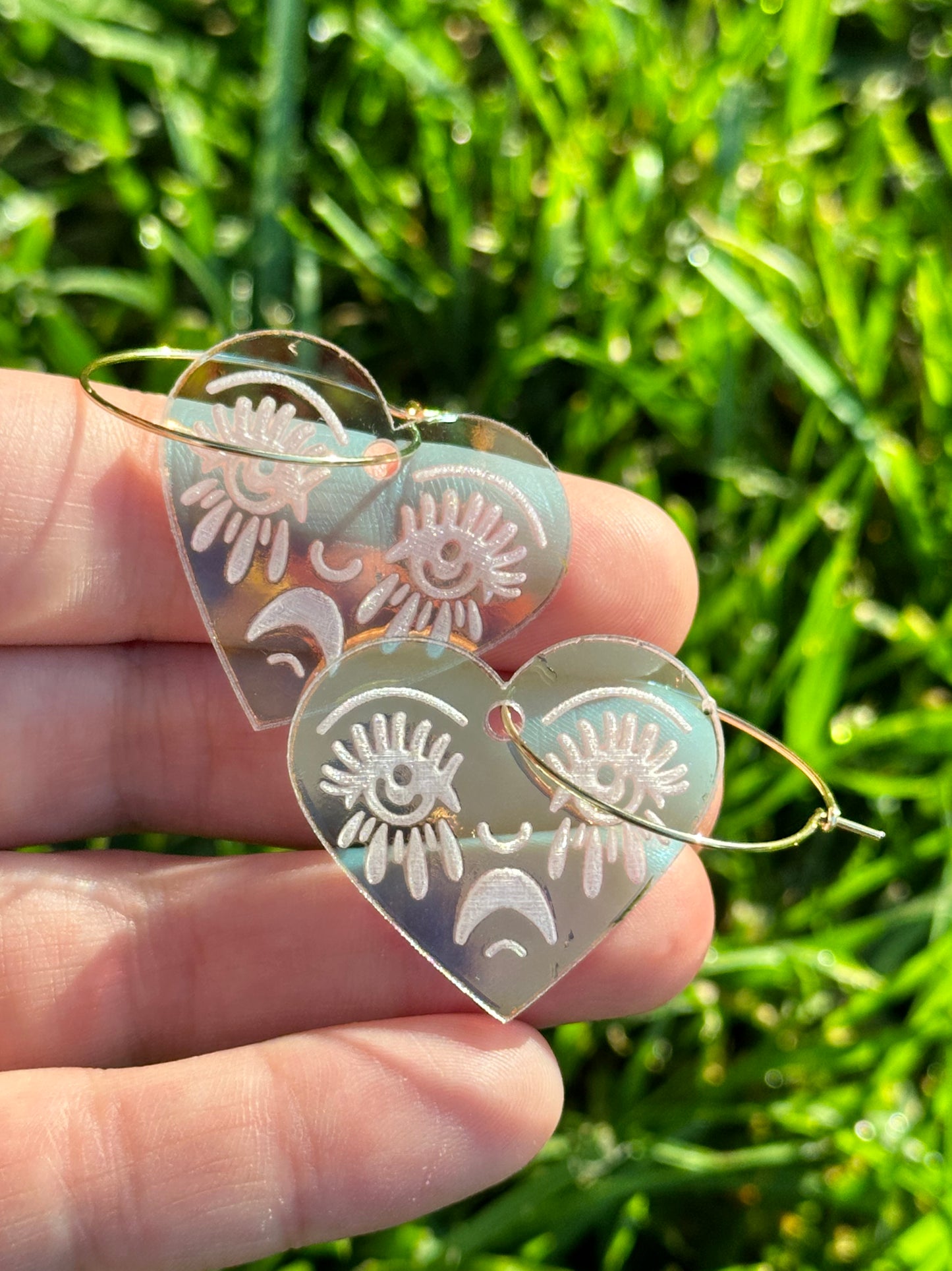 Iridescent Acrylic Crying Heart 2.0 Hoop Earrings