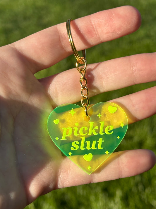 Pickle Slut Neon Green/Yellow Acrylic Keychain