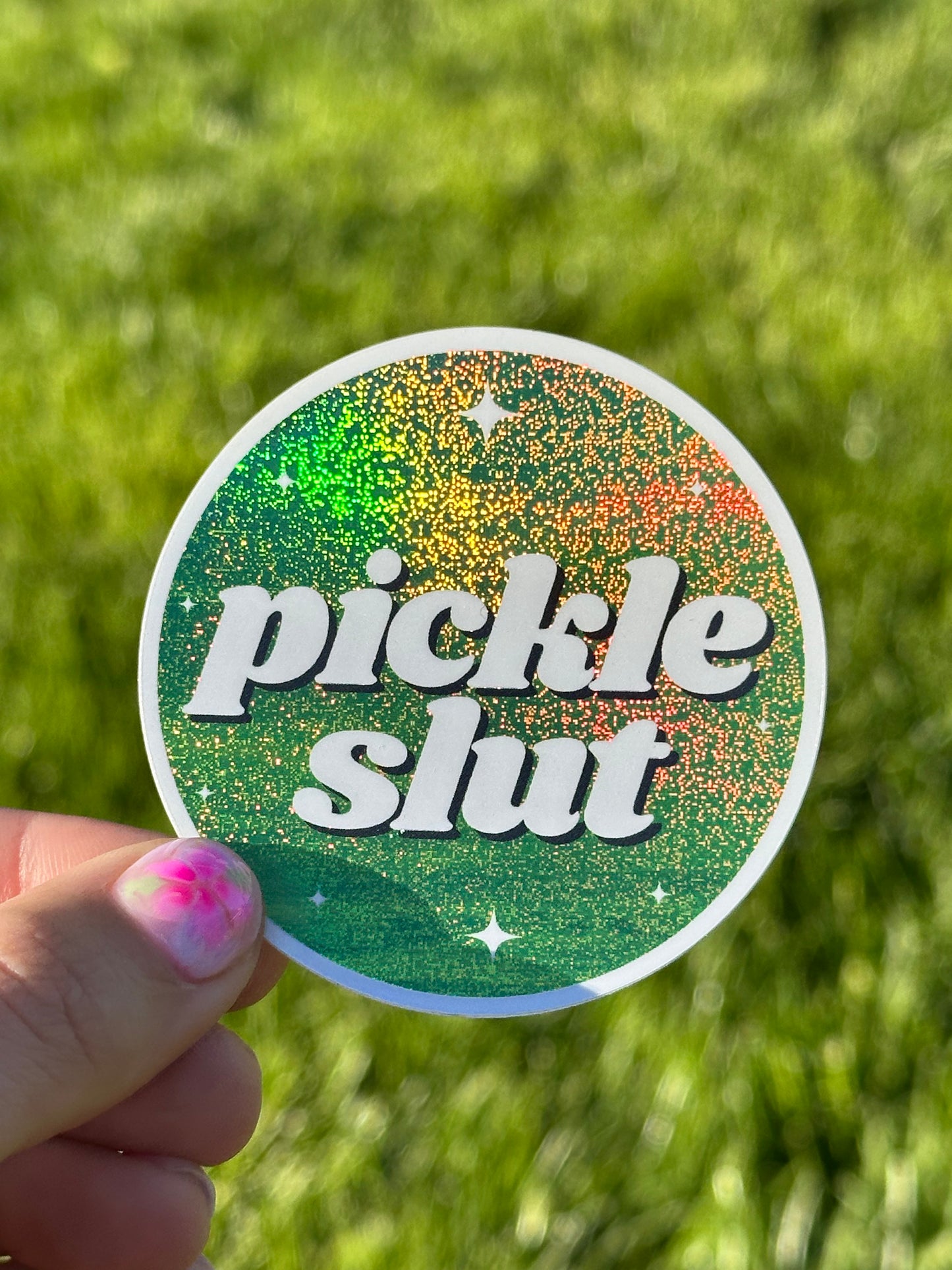 Pickle Slut Green Glittery Sticker