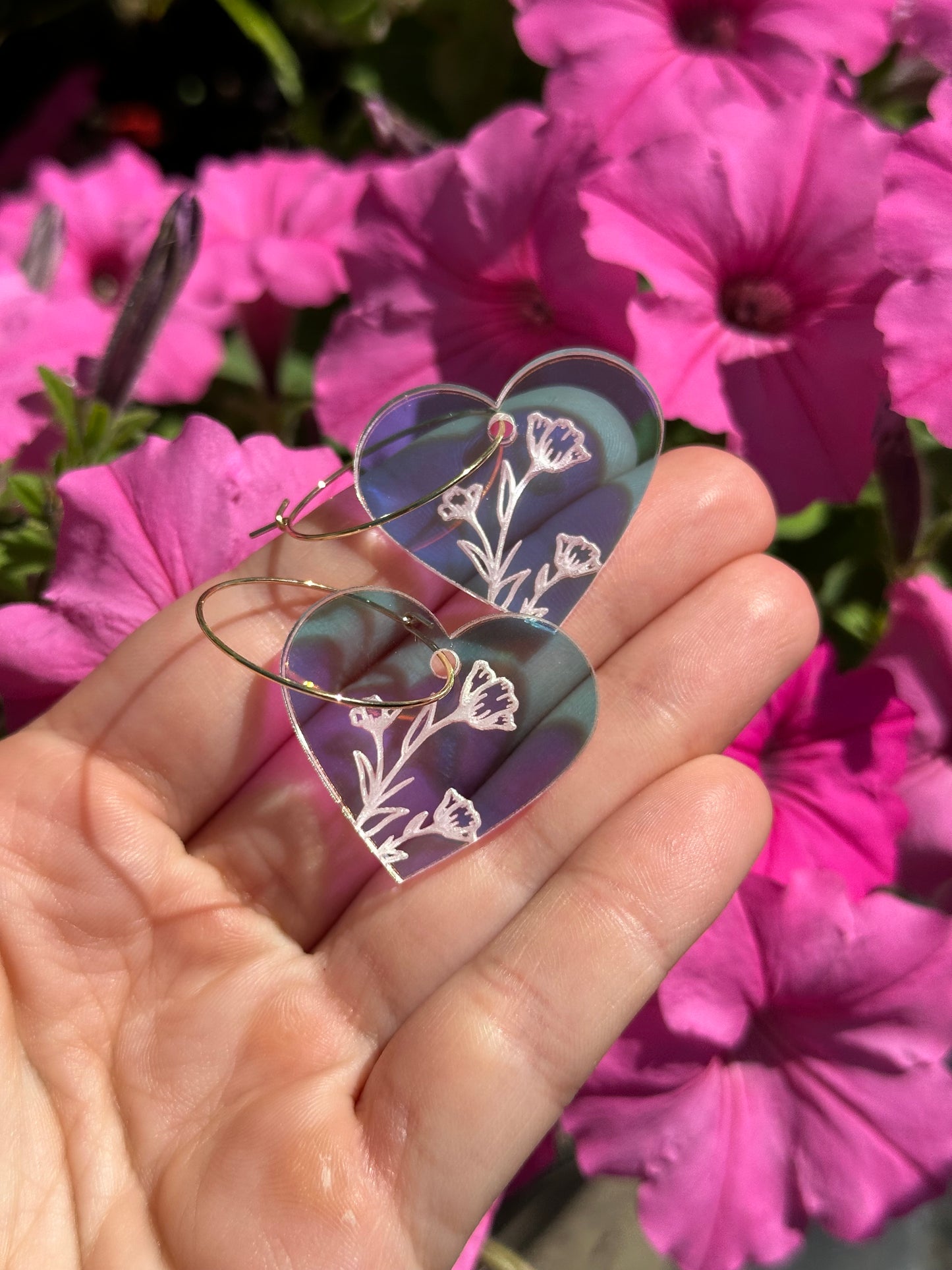 Iridescent Veronica Heart Hoop Earrings