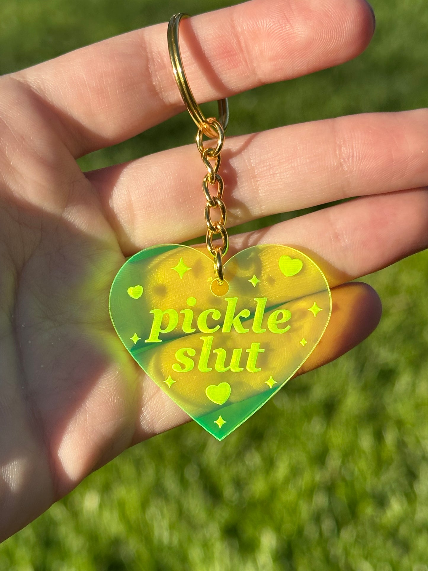 Pickle Slut Neon Green/Yellow Acrylic Keychain