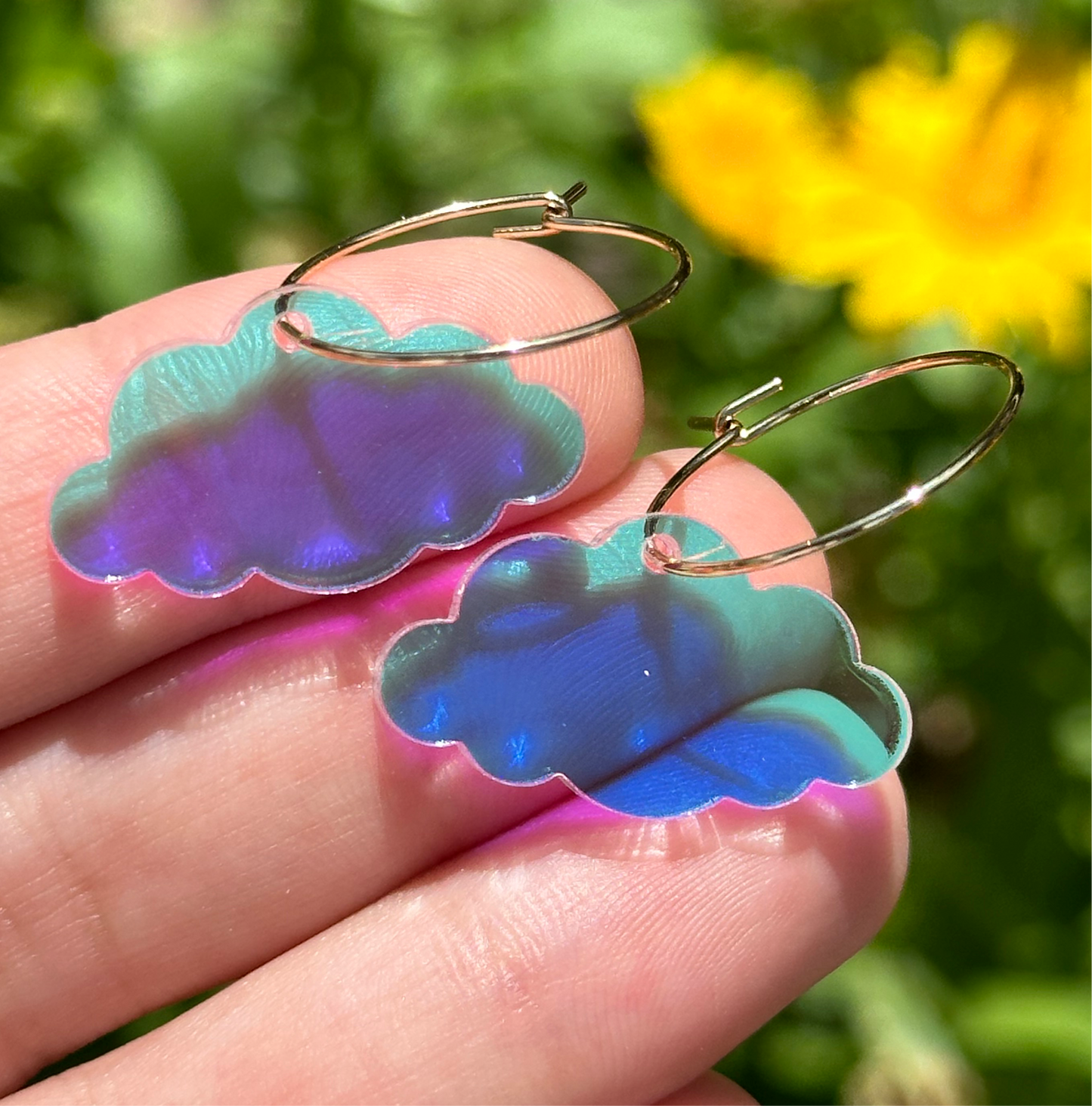 Dainty Iridescent Cloud Hoop Earrings
