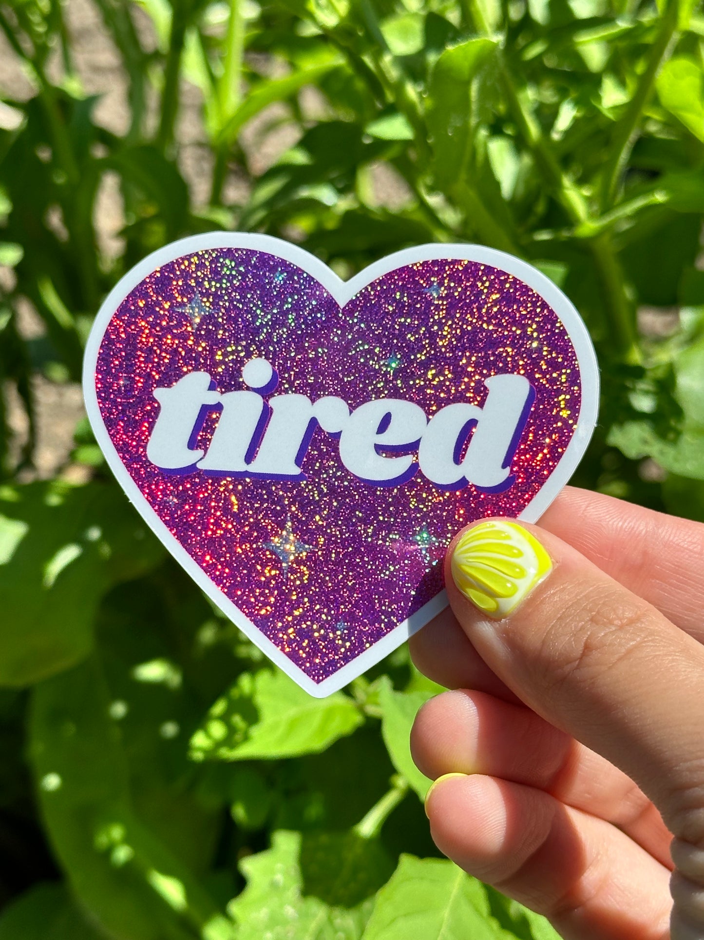 Tired Pink/Purple Glittery Dust Sticker
