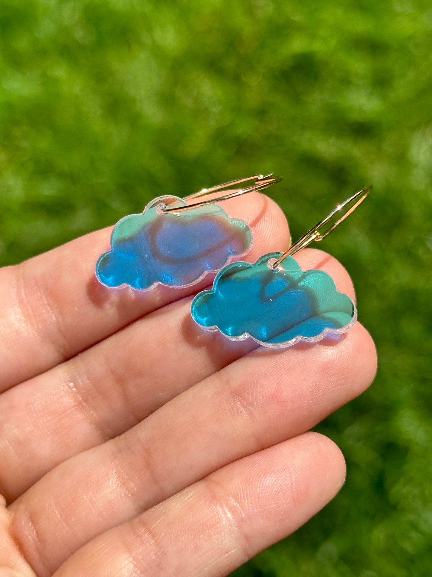 Dainty Iridescent Cloud Hoop Earrings