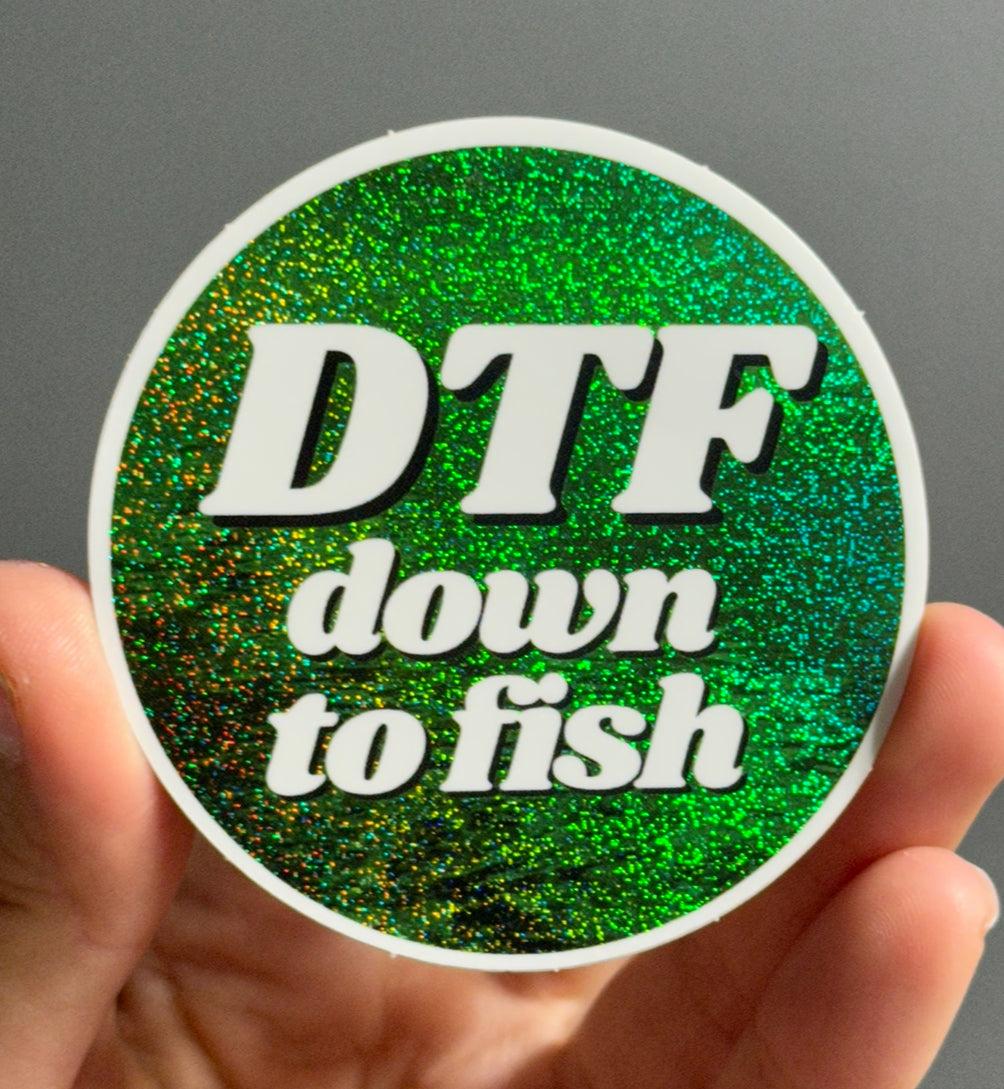 DTF Down To Fish Circle Funny Sticker