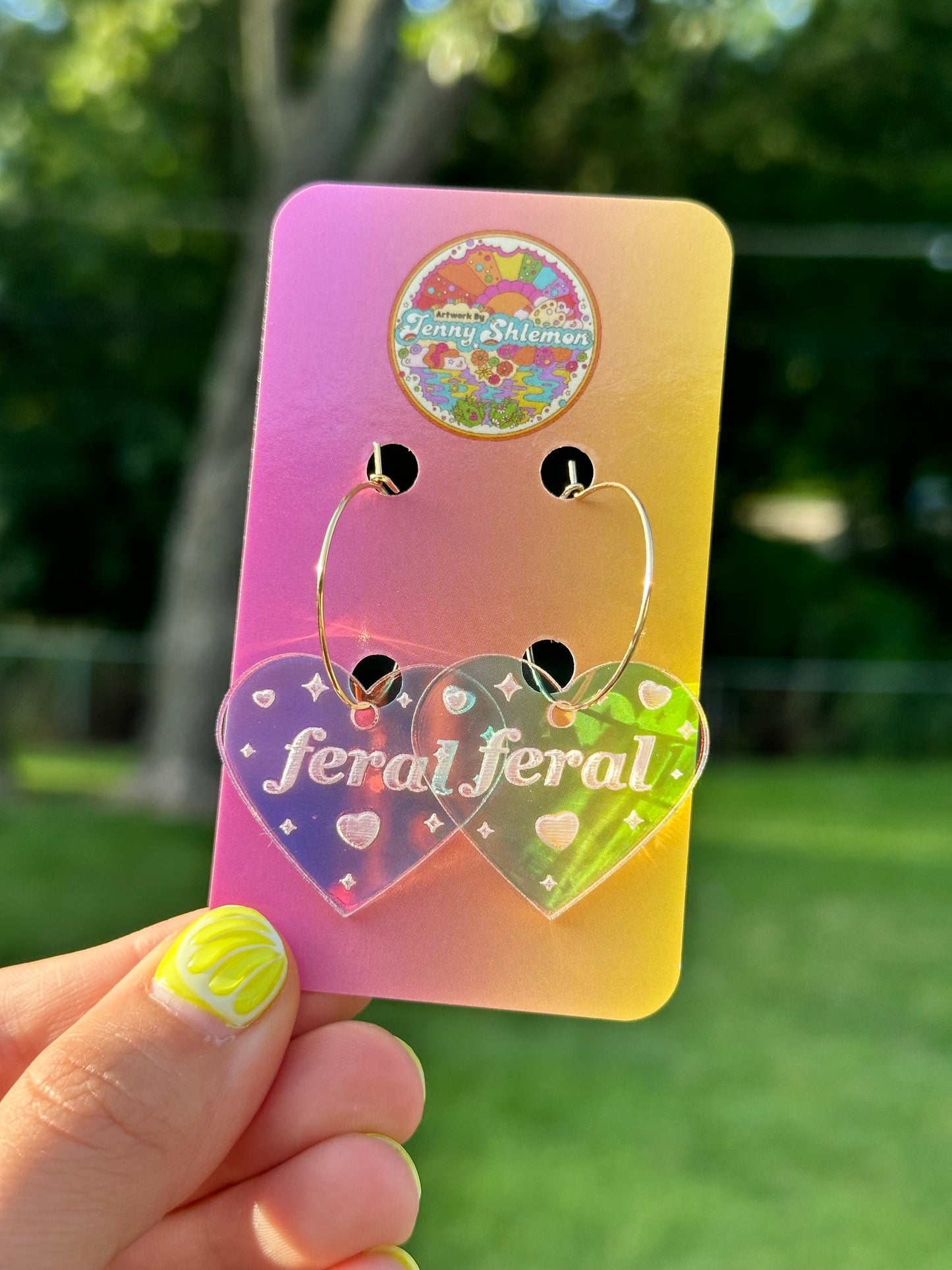 Iridescent Feral Heart Hoop Earrings