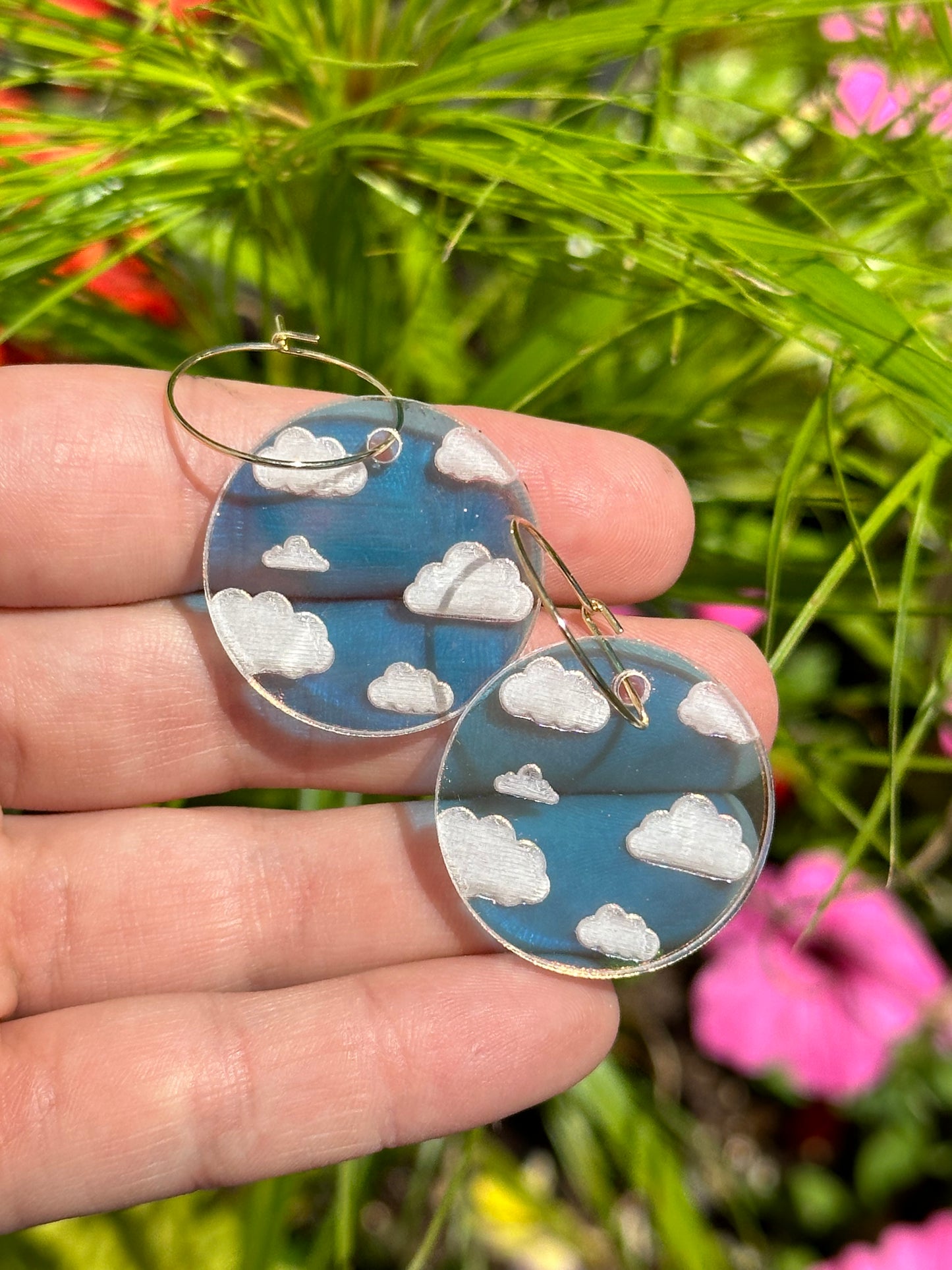 Iridescent Cloudy Circle Hoop Earrings