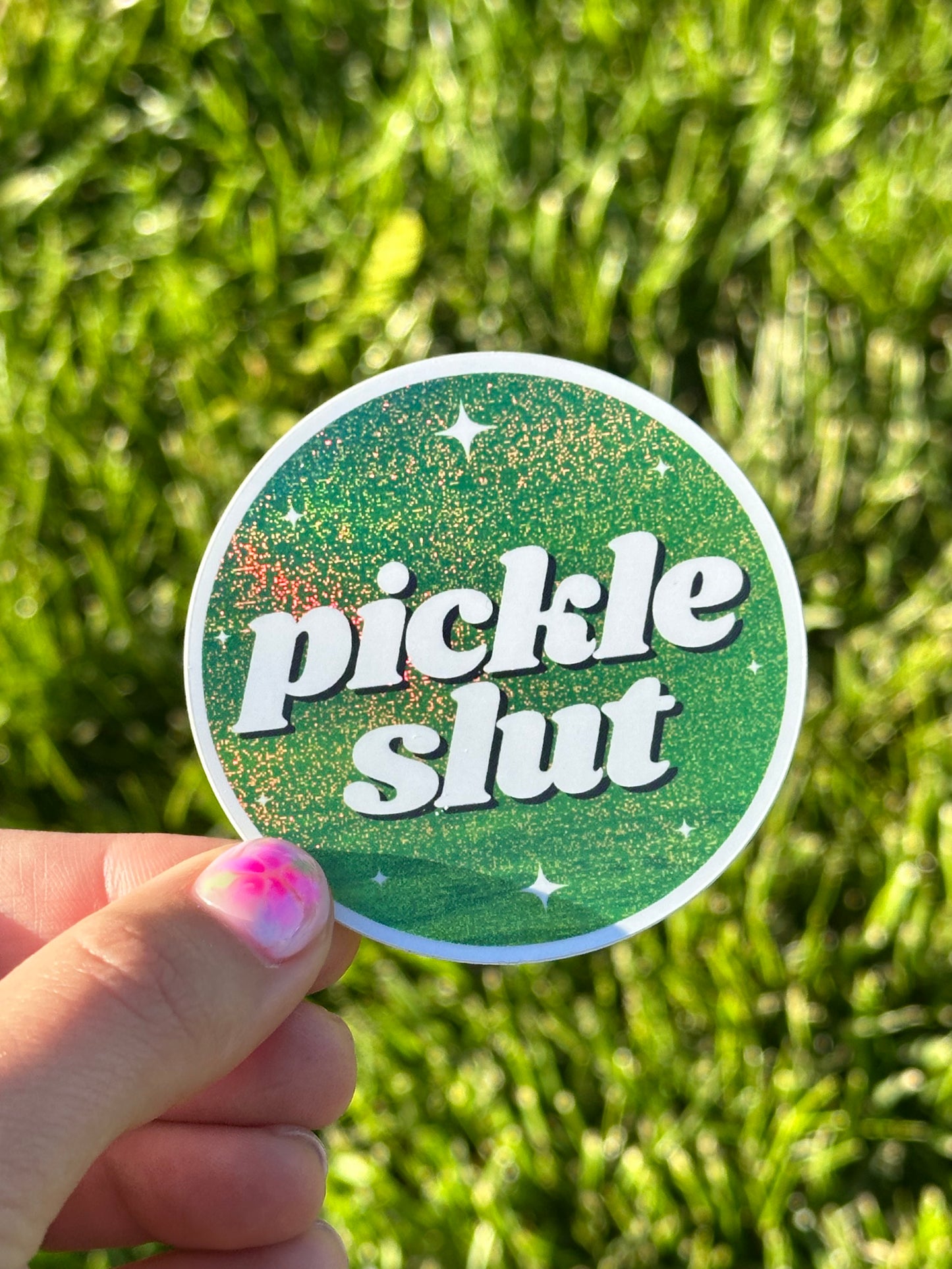 Pickle Slut Green Glittery Sticker