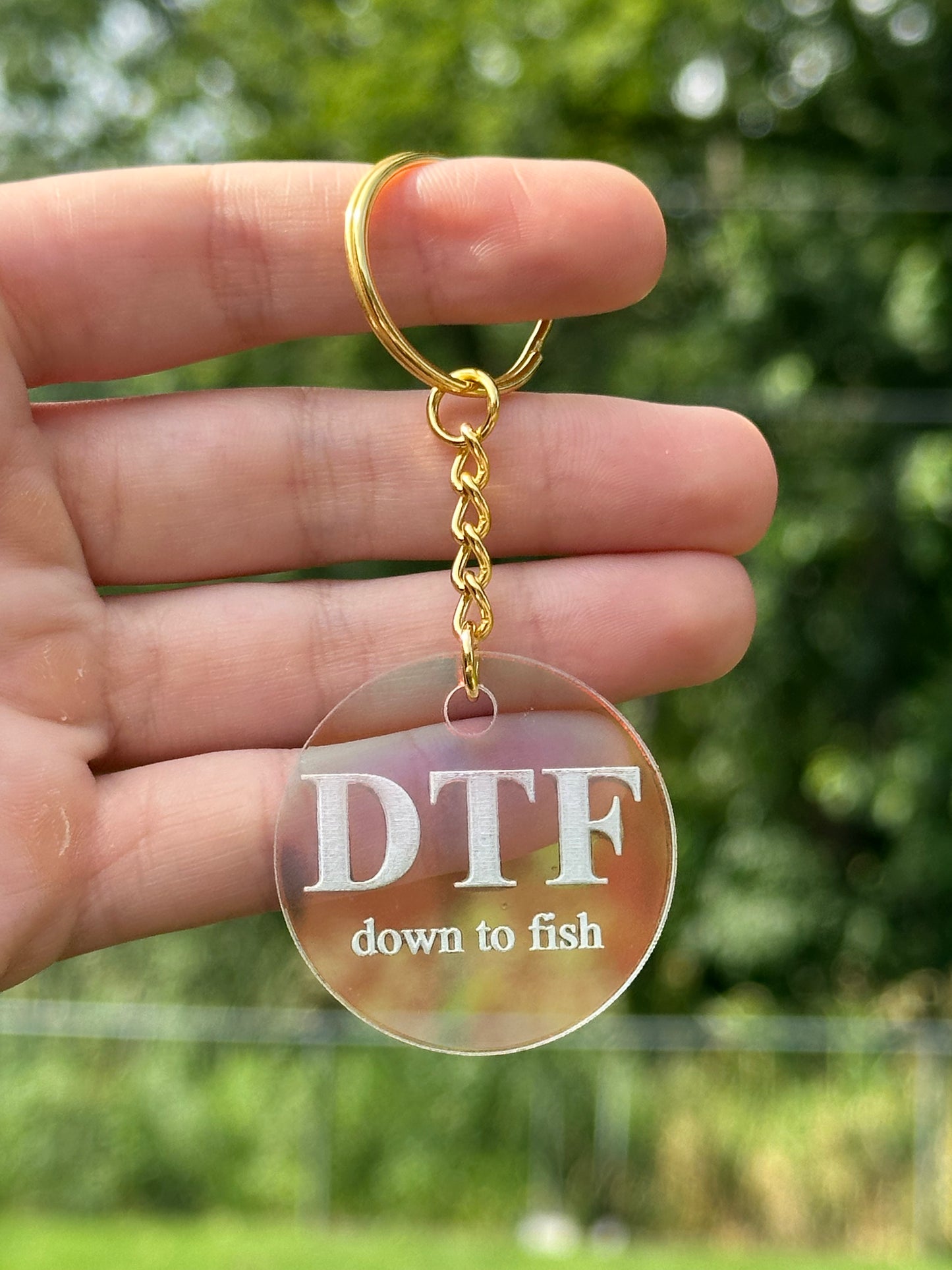 DTF Down To Fish Iridescent Acrylic Keychain