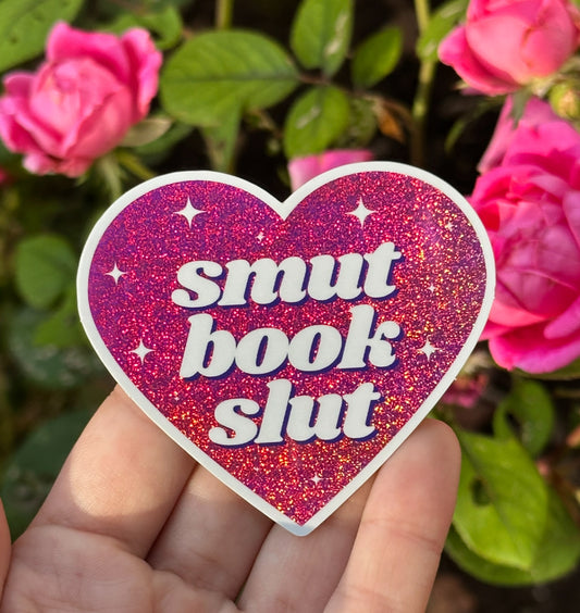 Smut Book Slut Pink Glittery Heart Sticker