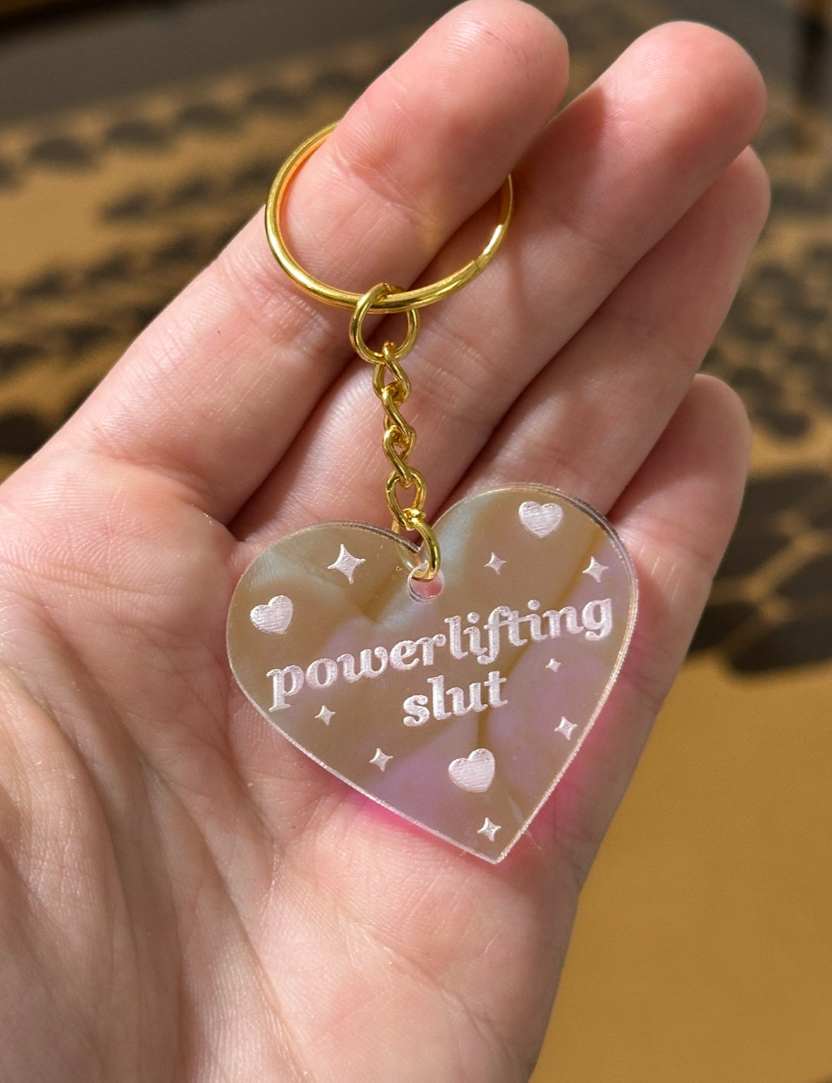 Powerlifting Slut Iridescent Acrylic Keychain