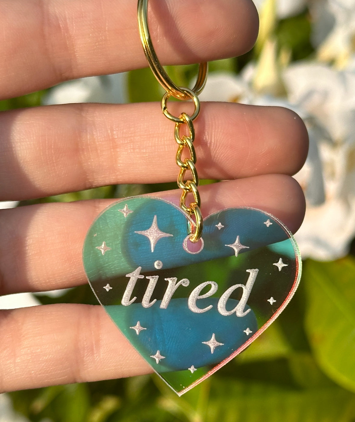 Tired Iridescent Acrylic Keychain