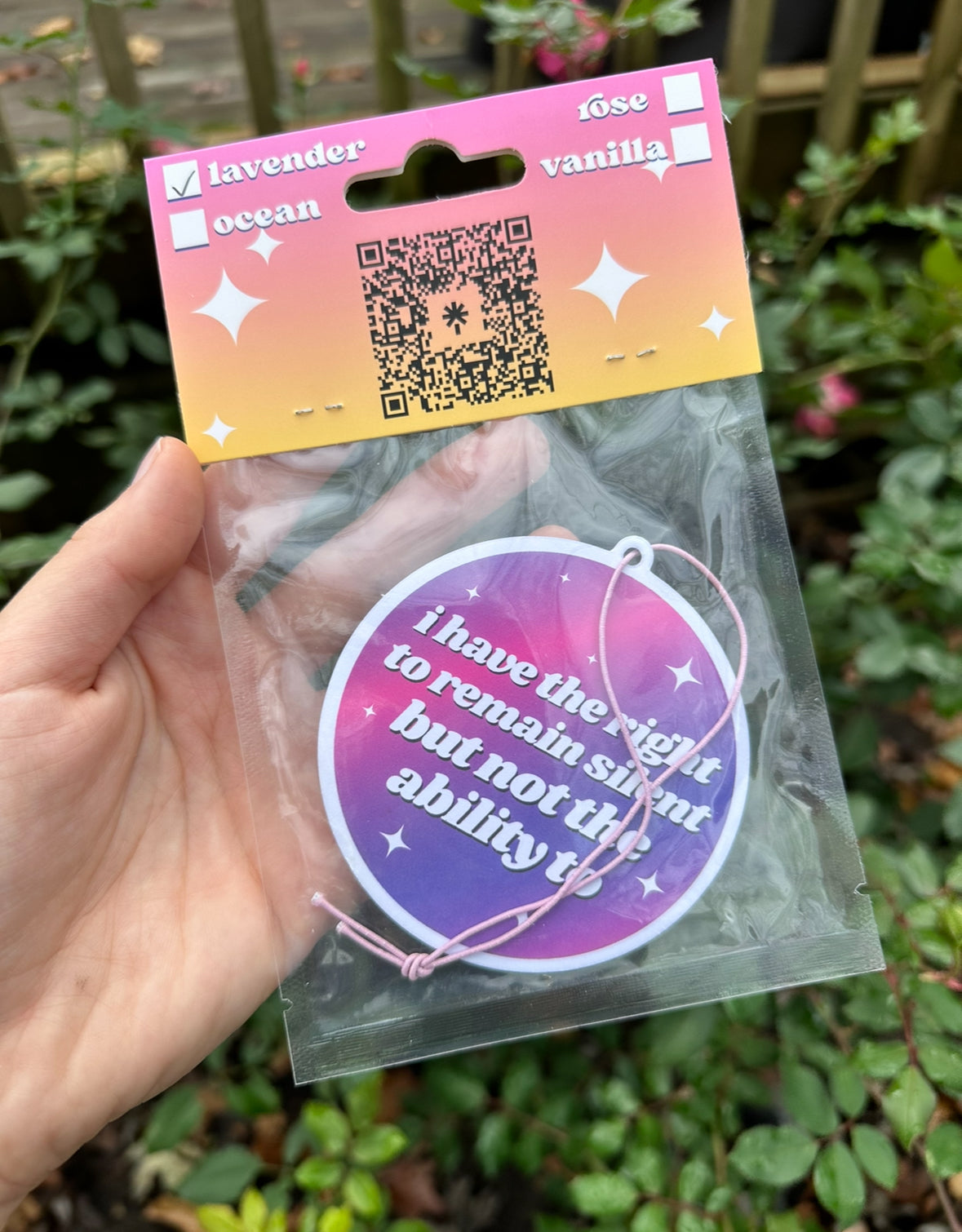 I Have The Right To Remain Silent But Not The Ability To Car Air Freshener - Lavender Scent