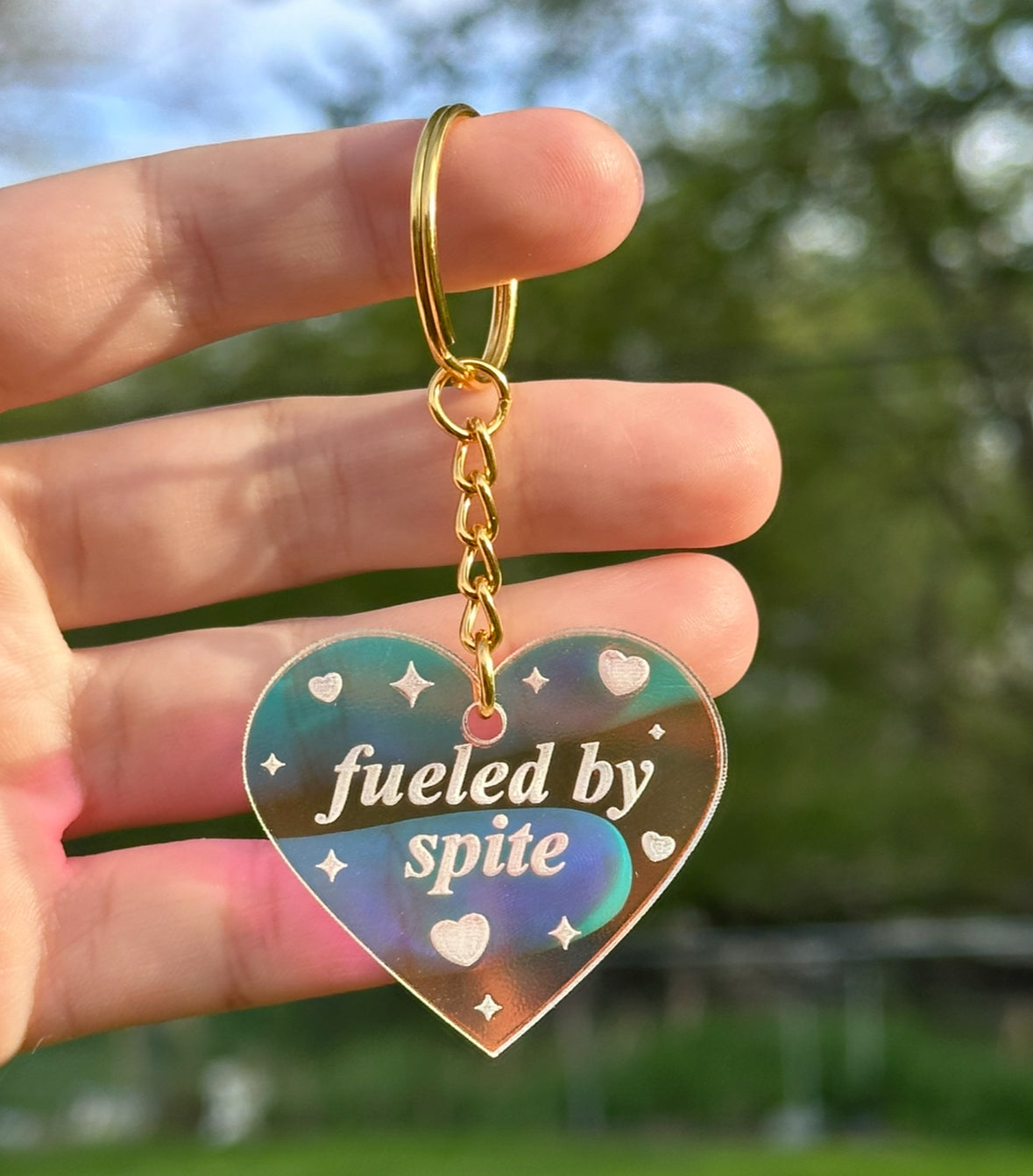 Fueled By Spite Iridescent Acrylic Keychain