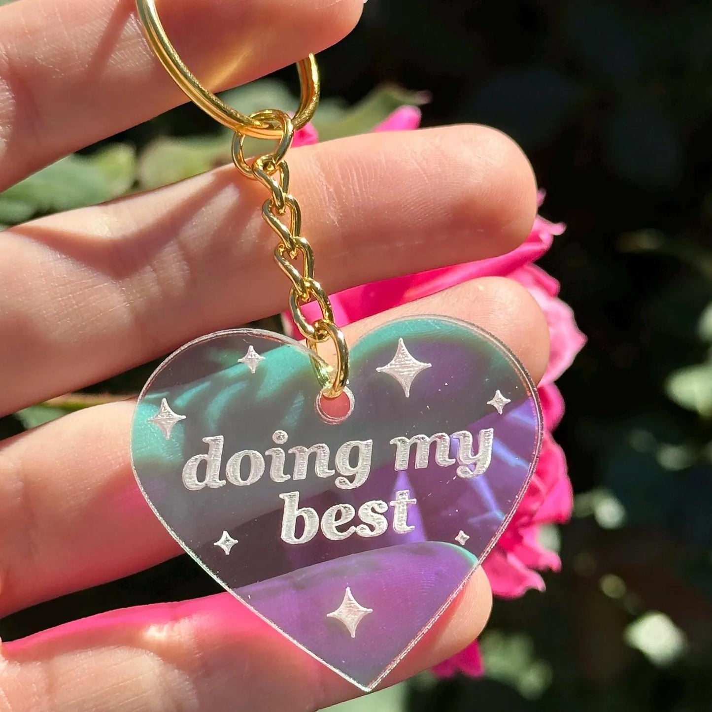 Doing My Best Iridescent Acrylic Keychain