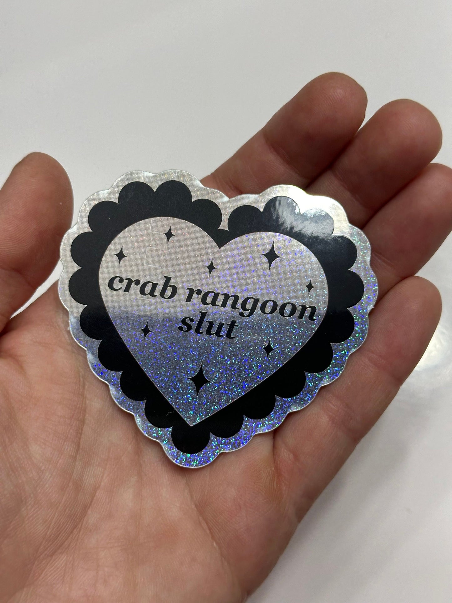 Crab Rangoon Slut Scalloped Pixie Dust Sticker 2.7x2.5