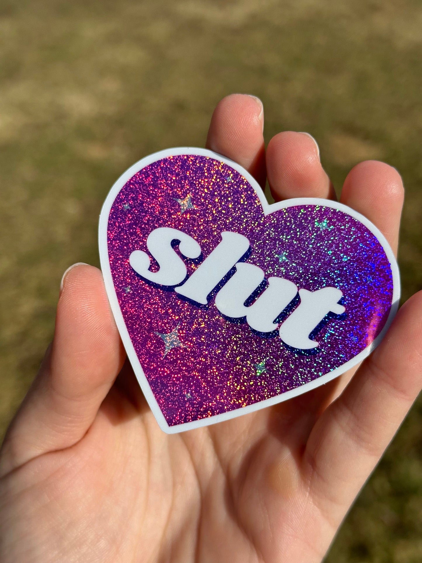Slut Pink/Purple Glittery Dust Sticker