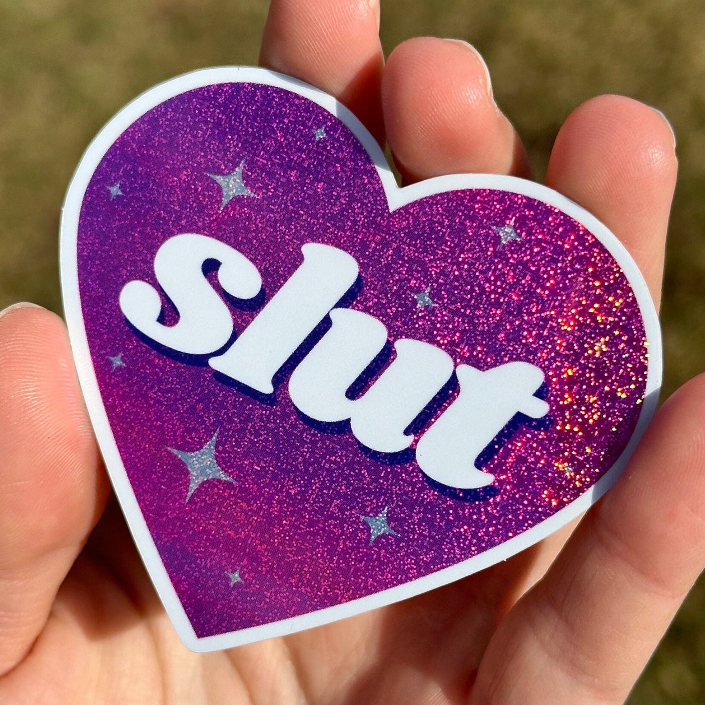 Slut Pink/Purple Glittery Dust Sticker