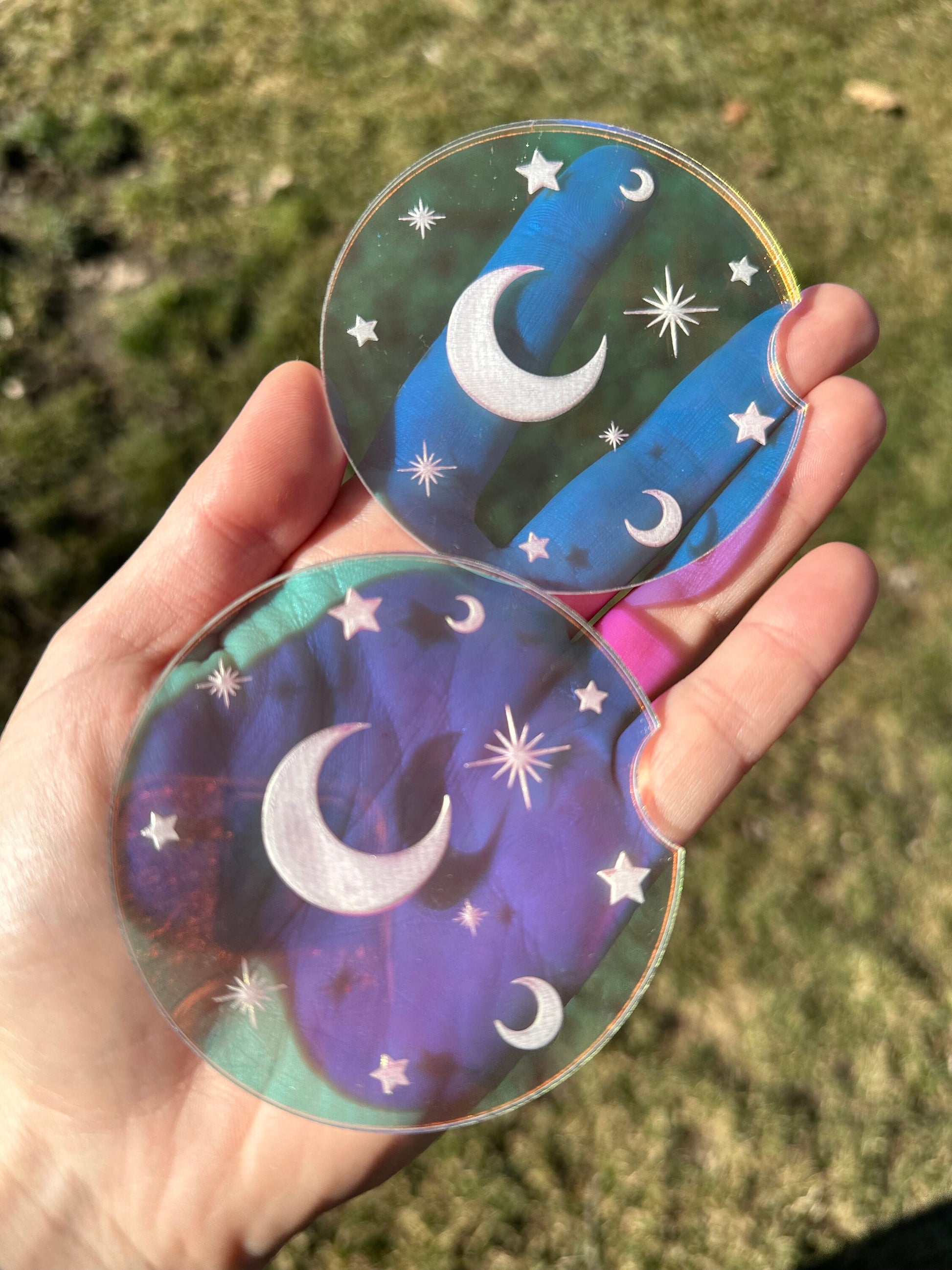 Individual Celestial 3 Inch Iridescent Car Coaster