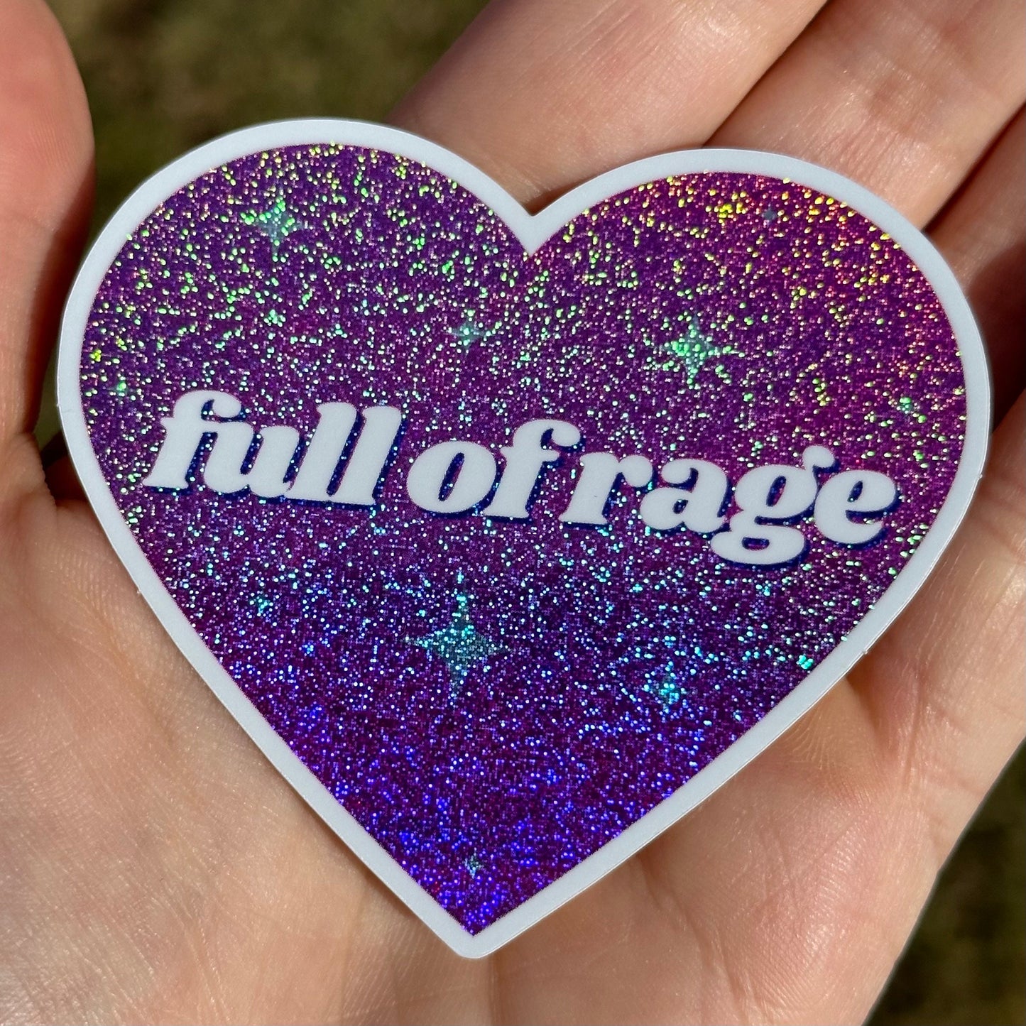 Full Of Rage Pink/Purple Glittery Dust Sticker