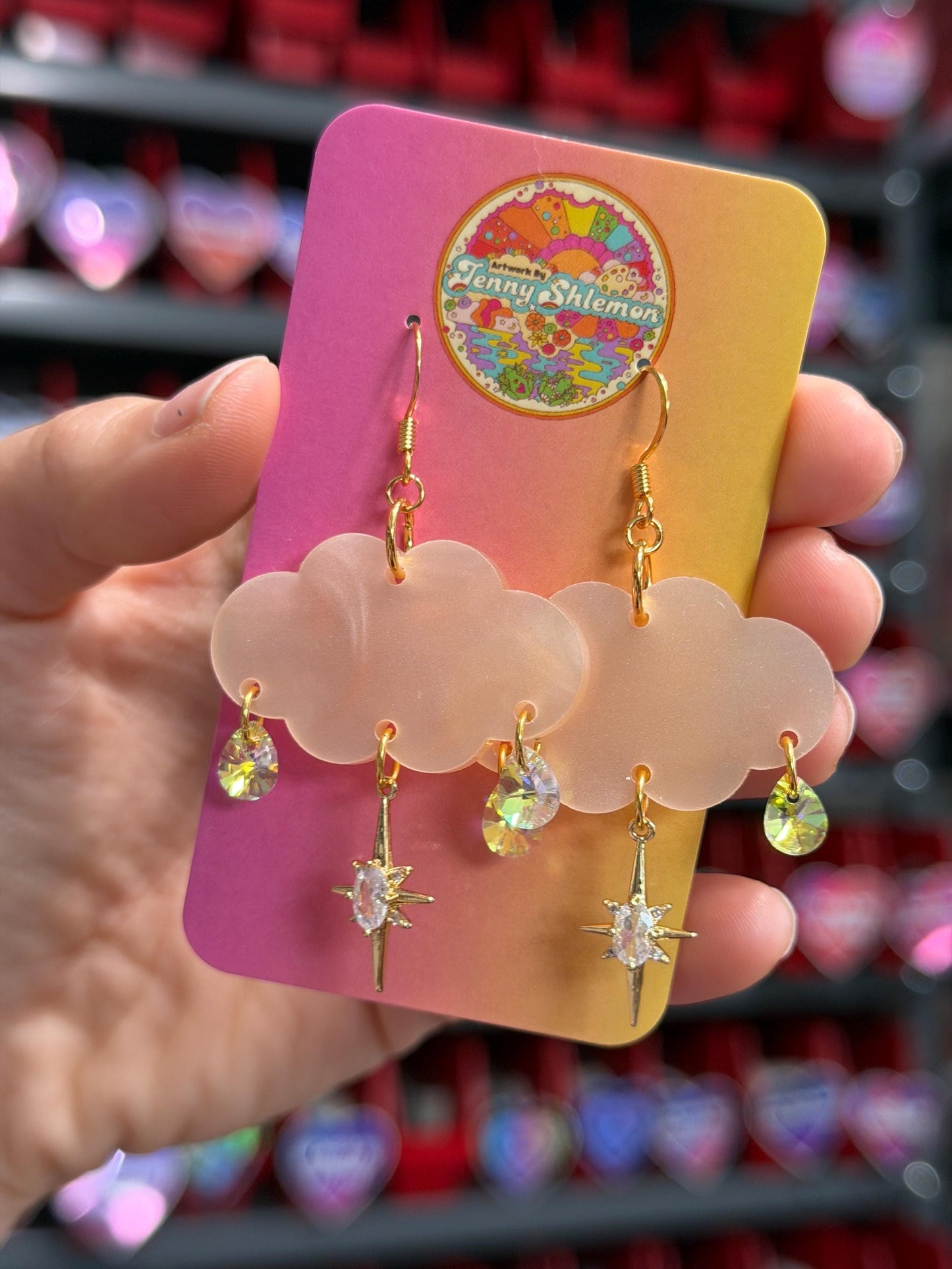 Cloudy Day Acrylic Earrings - Neutral Pearl (MINI SIZE)