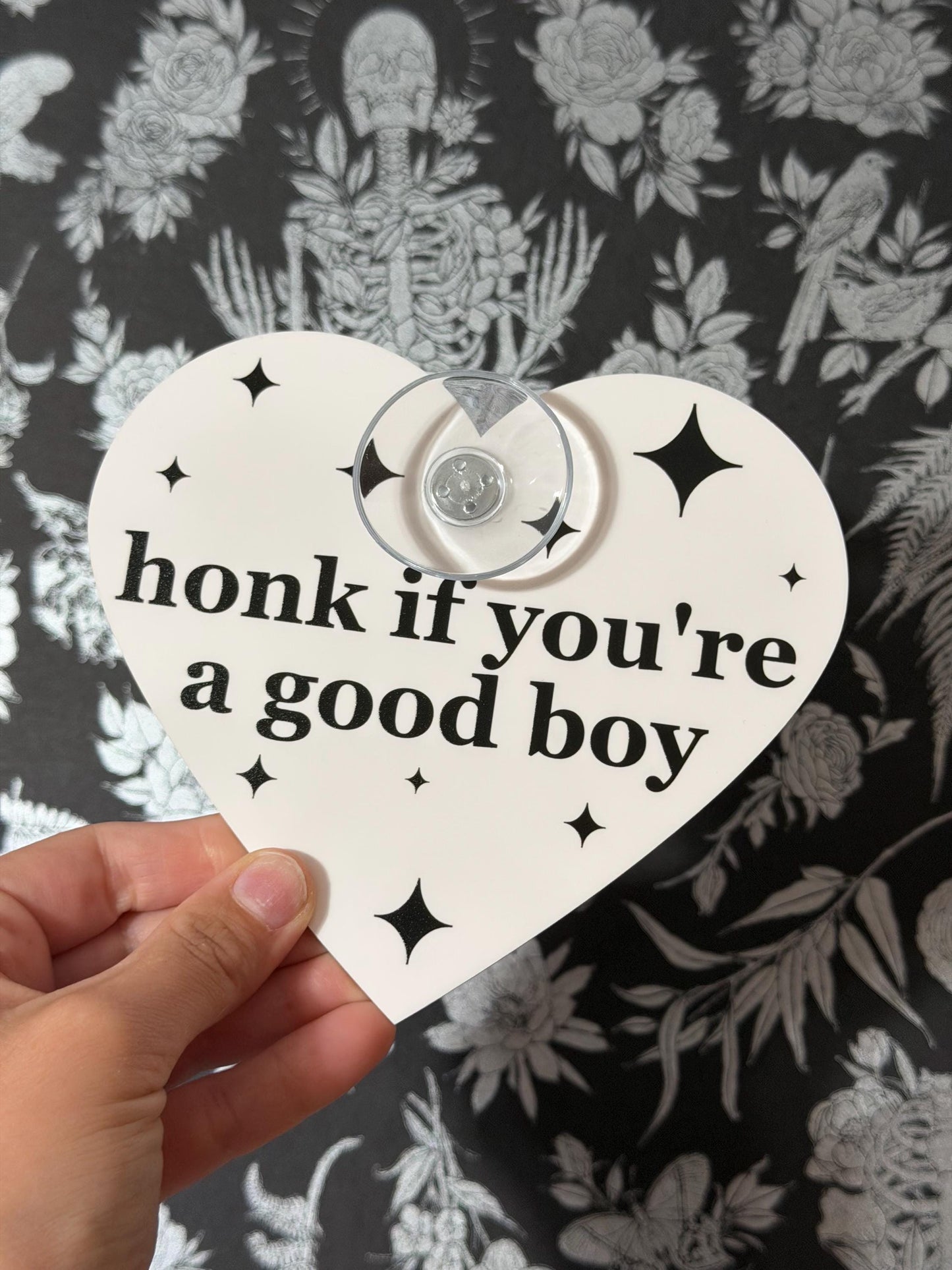 Acrylic Car Sign: Honk If You're A Good Boy – Heart Shape