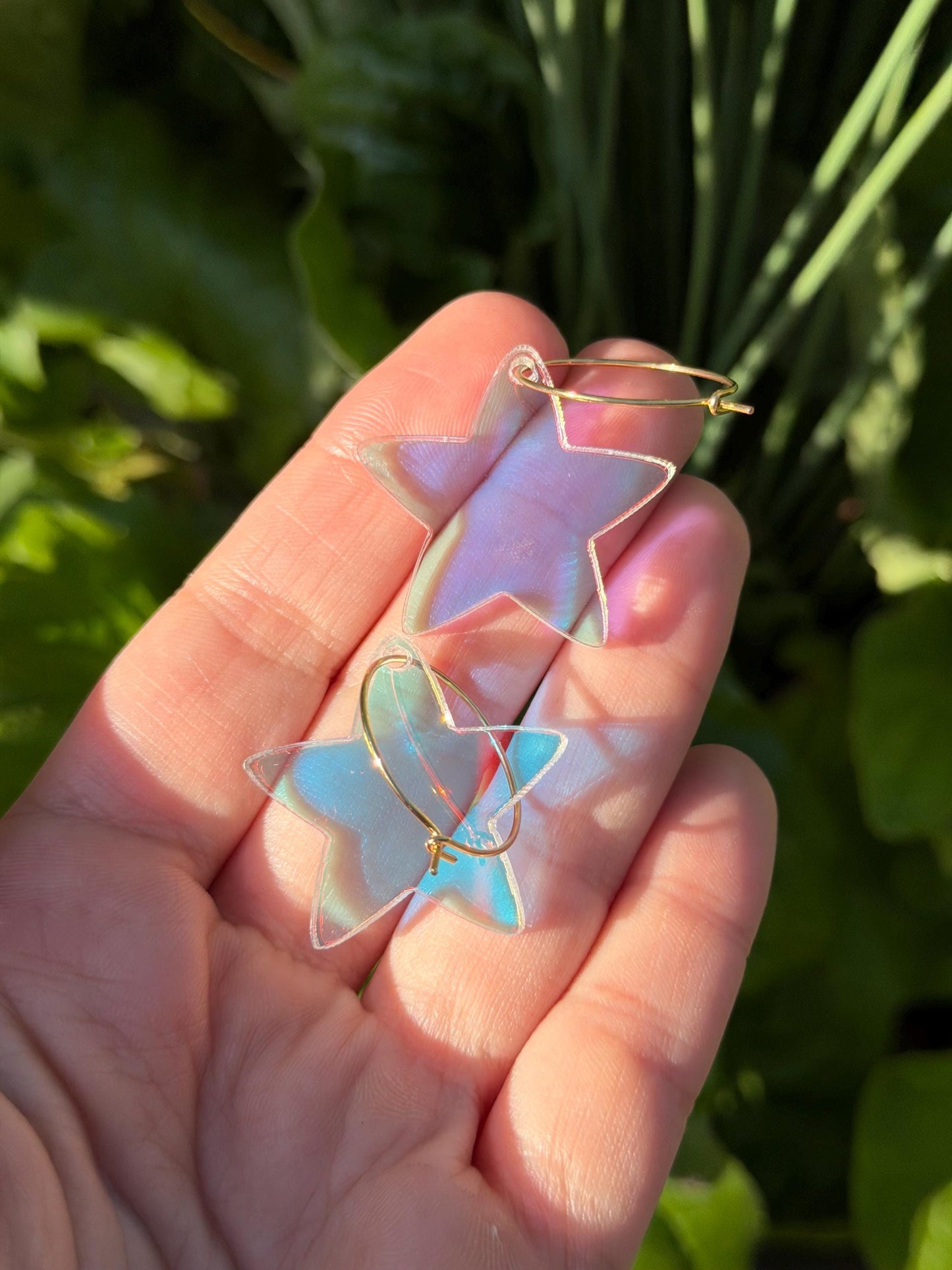 1.1 Inch Iridescent Star Hoop Earrings