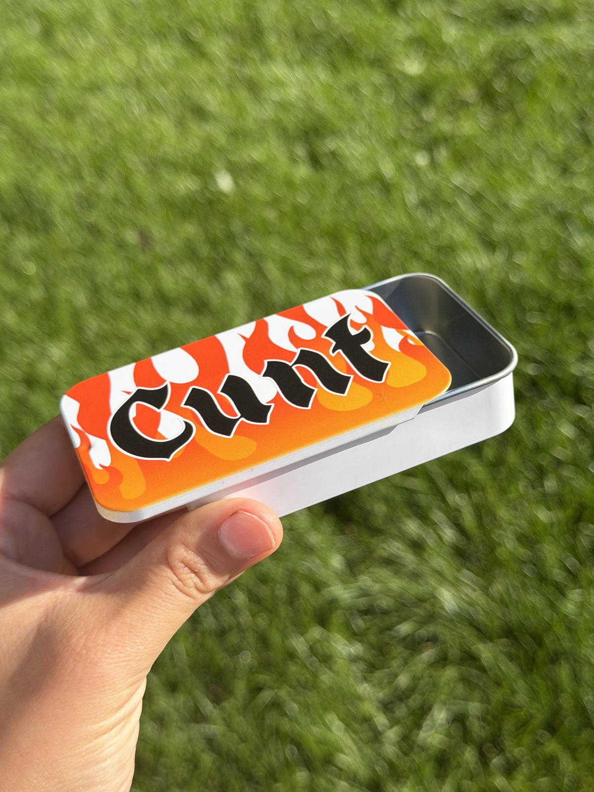 C*nt Flame Slidable Trinket Storage Tin