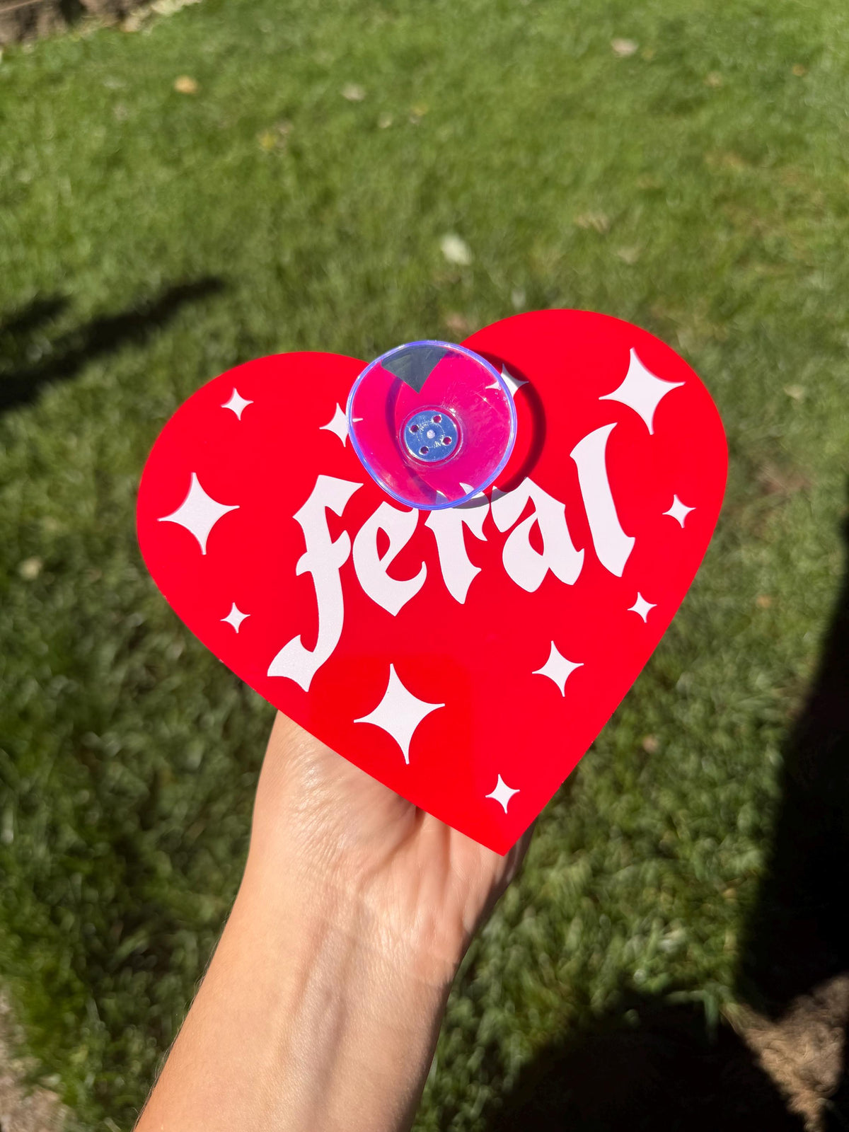 Acrylic Car Sign: Goth Feral – Heart Shape