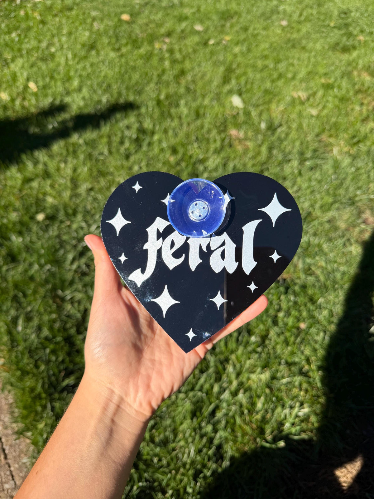 Acrylic Car Sign: Goth Feral – Heart Shape