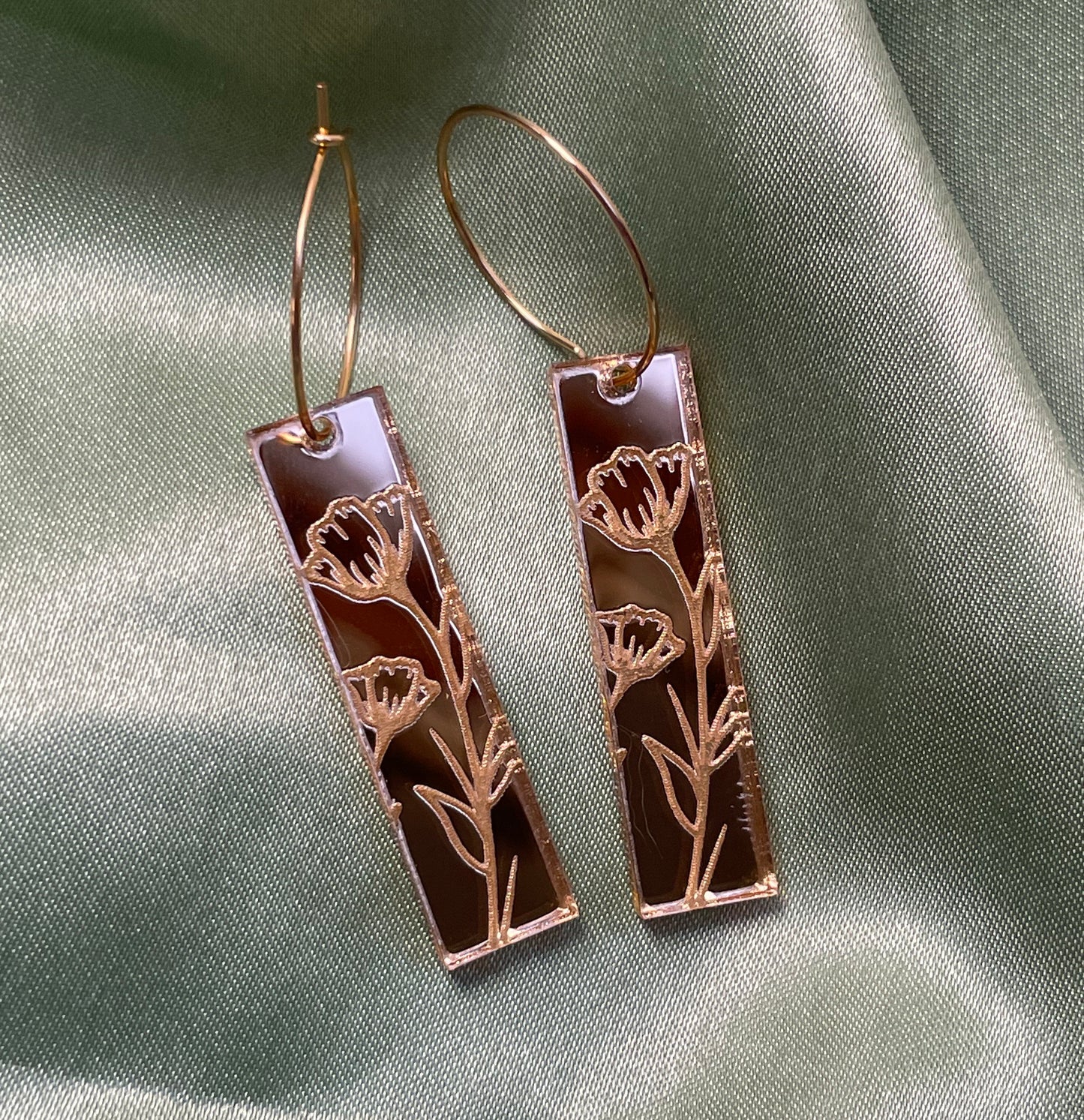 Gold Mirror Veronica Rectangle Hoop Earrings