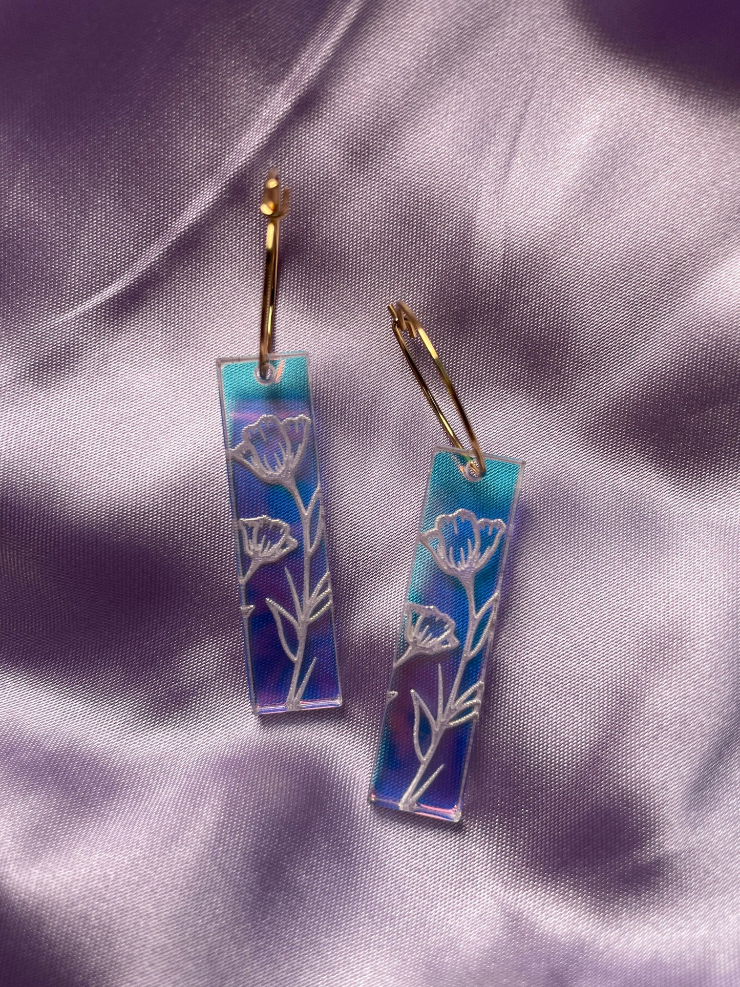 Iridescent Veronica Rectangle Hoop Earrings