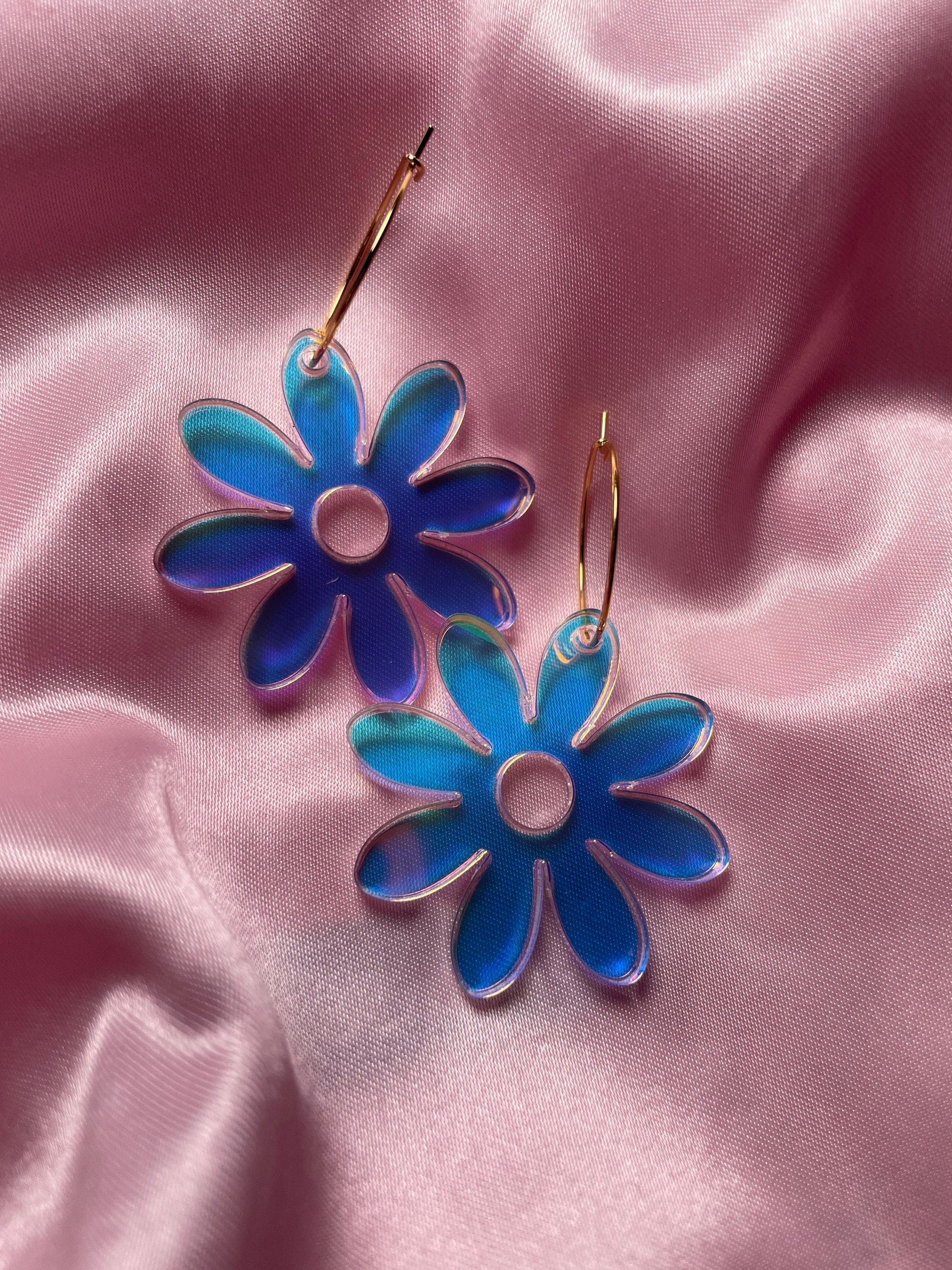 Iridescent Floral Laura Hoop Earrings