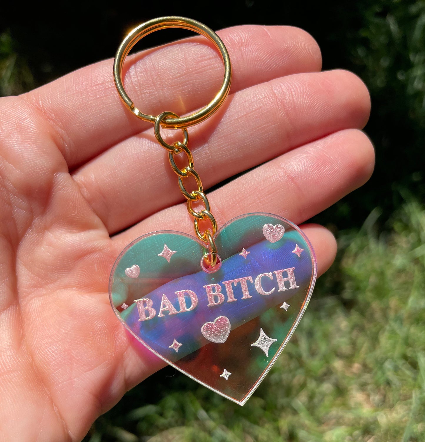 Bad Bitch Iridescent Acrylic Keychain