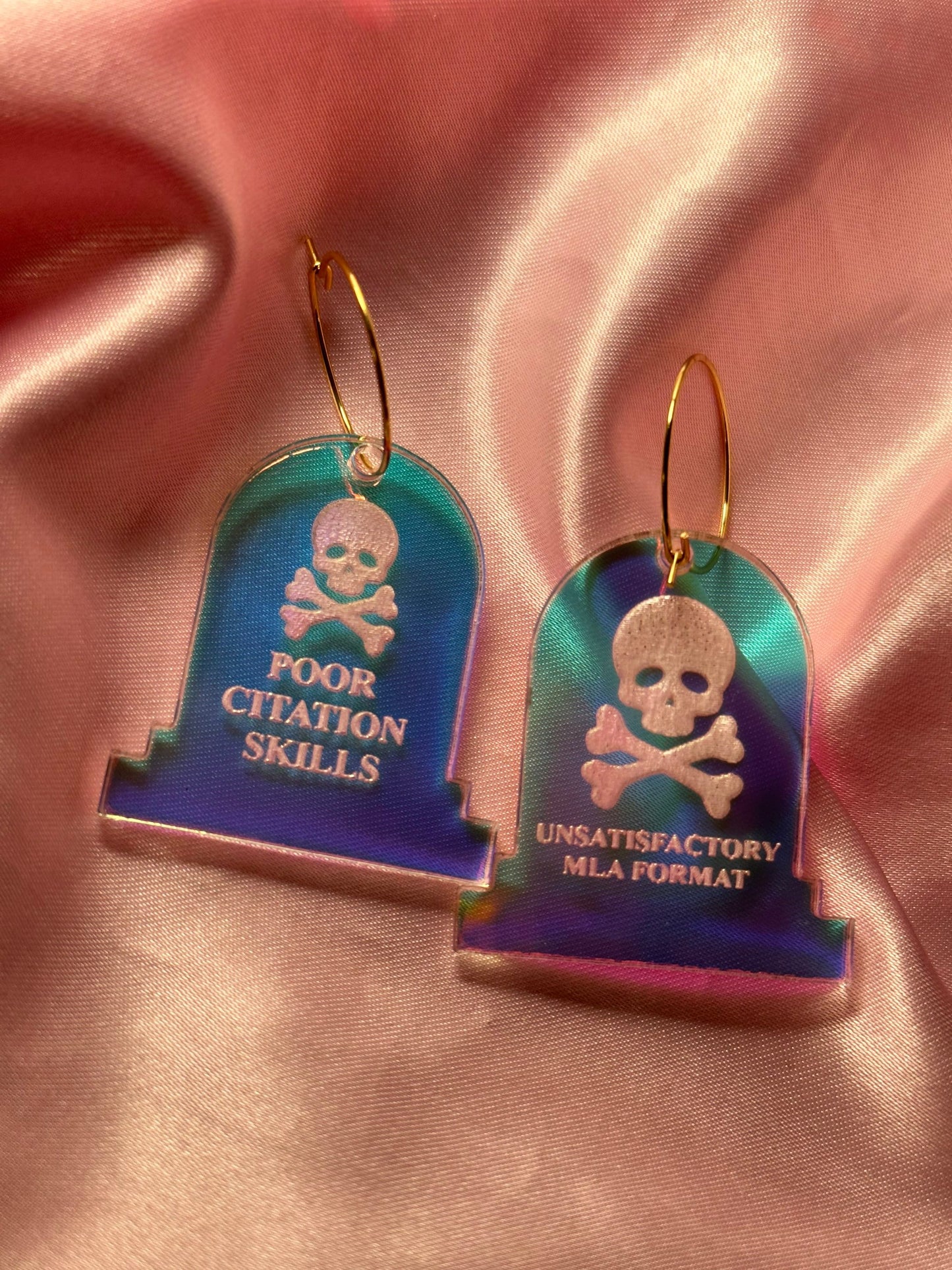 Iridescent Poor Citation Skills MLA Format Tombstone Earrings