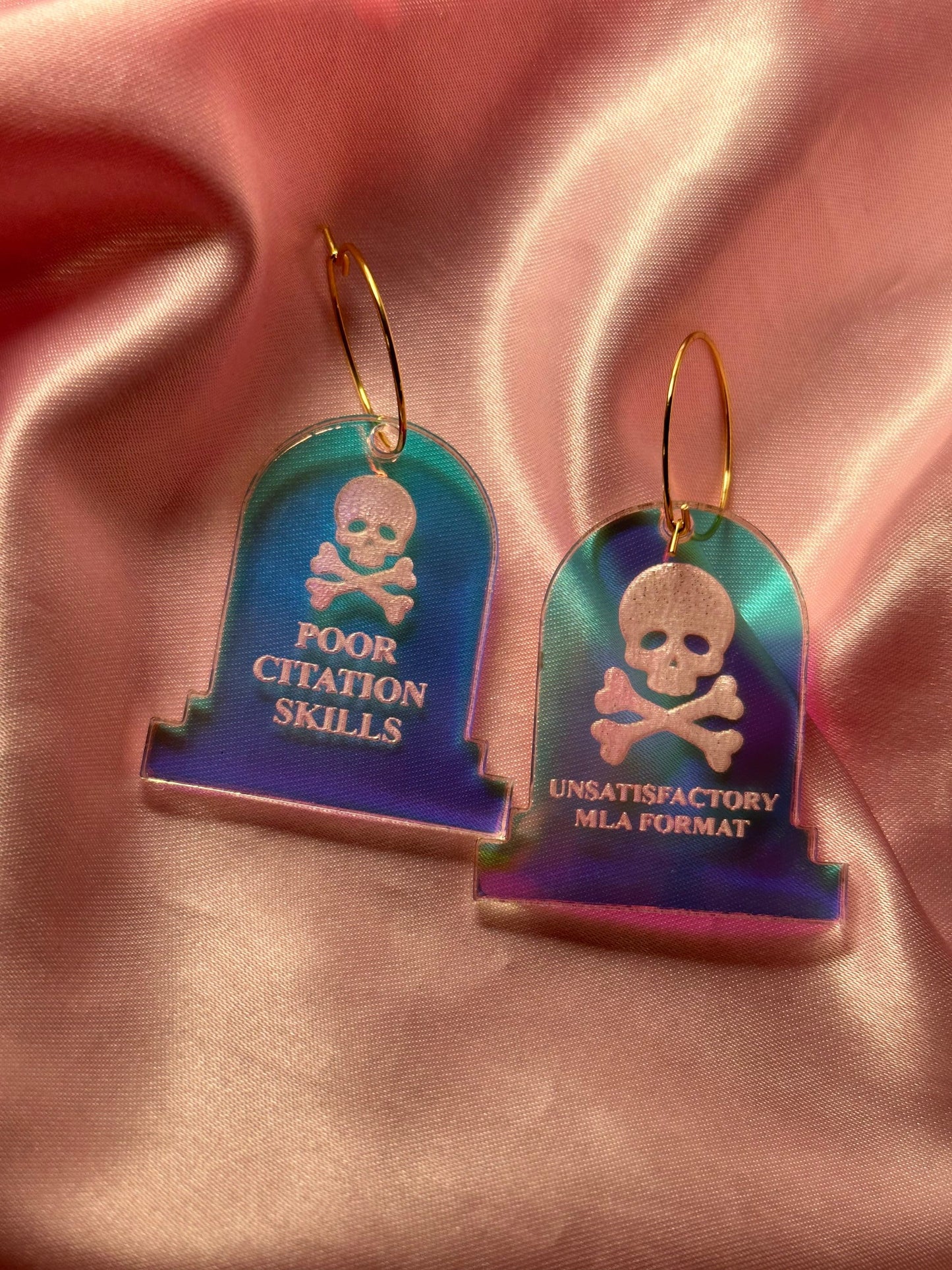 Iridescent Poor Citation Skills MLA Format Tombstone Earrings