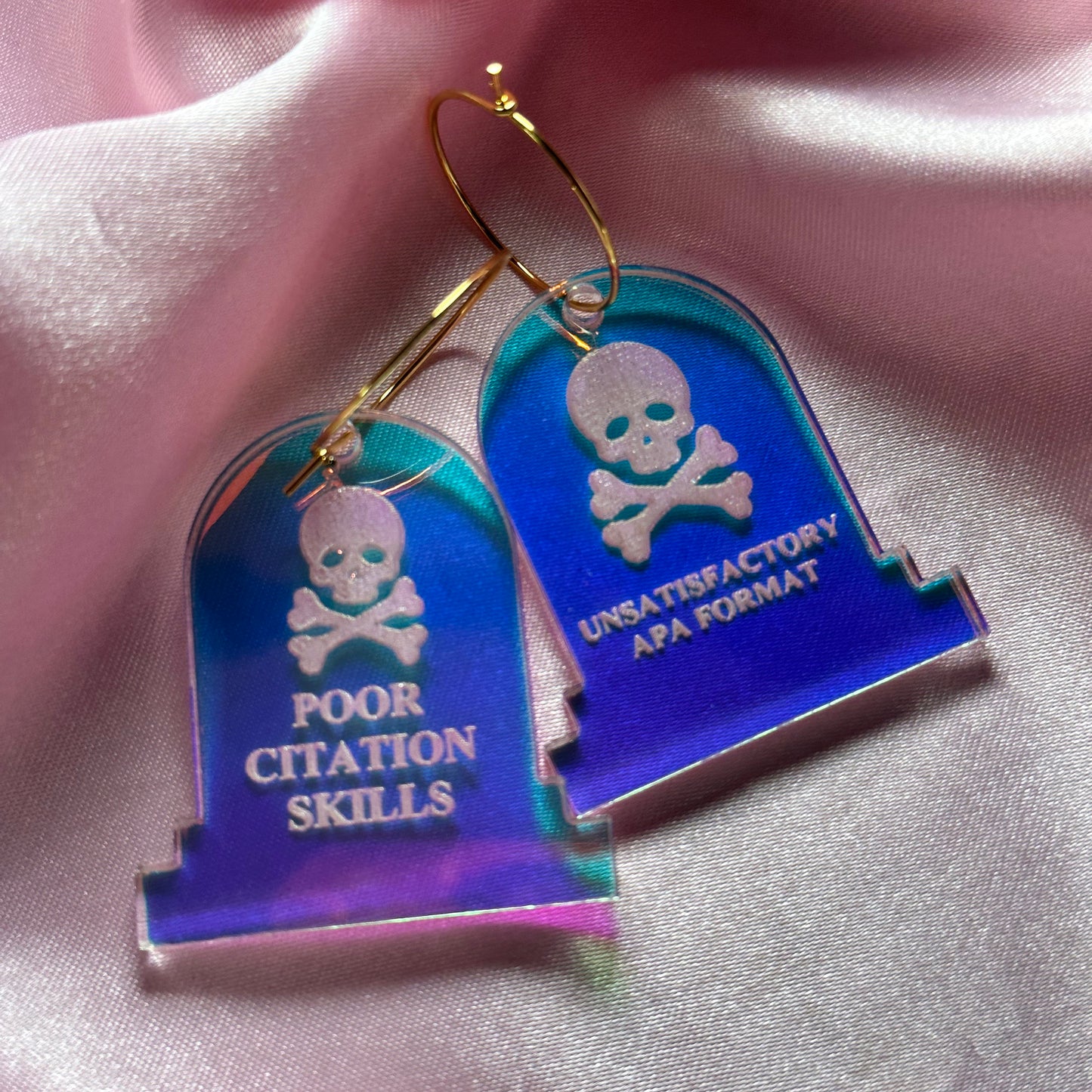 Iridescent Poor Citation Skills APA Format Tombstone Earrings