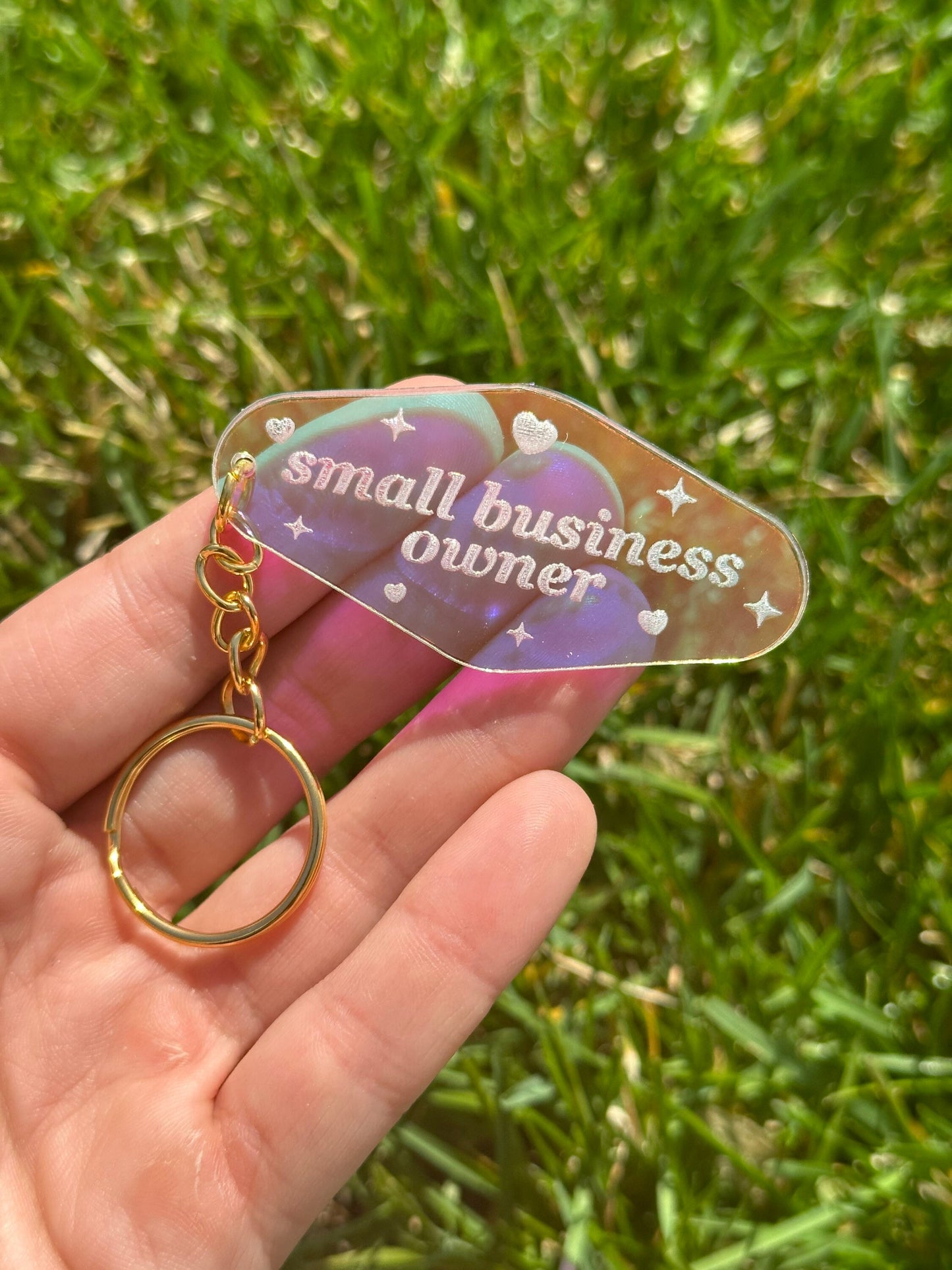 Small Business Owner Iridescent Acrylic Motel Keychain