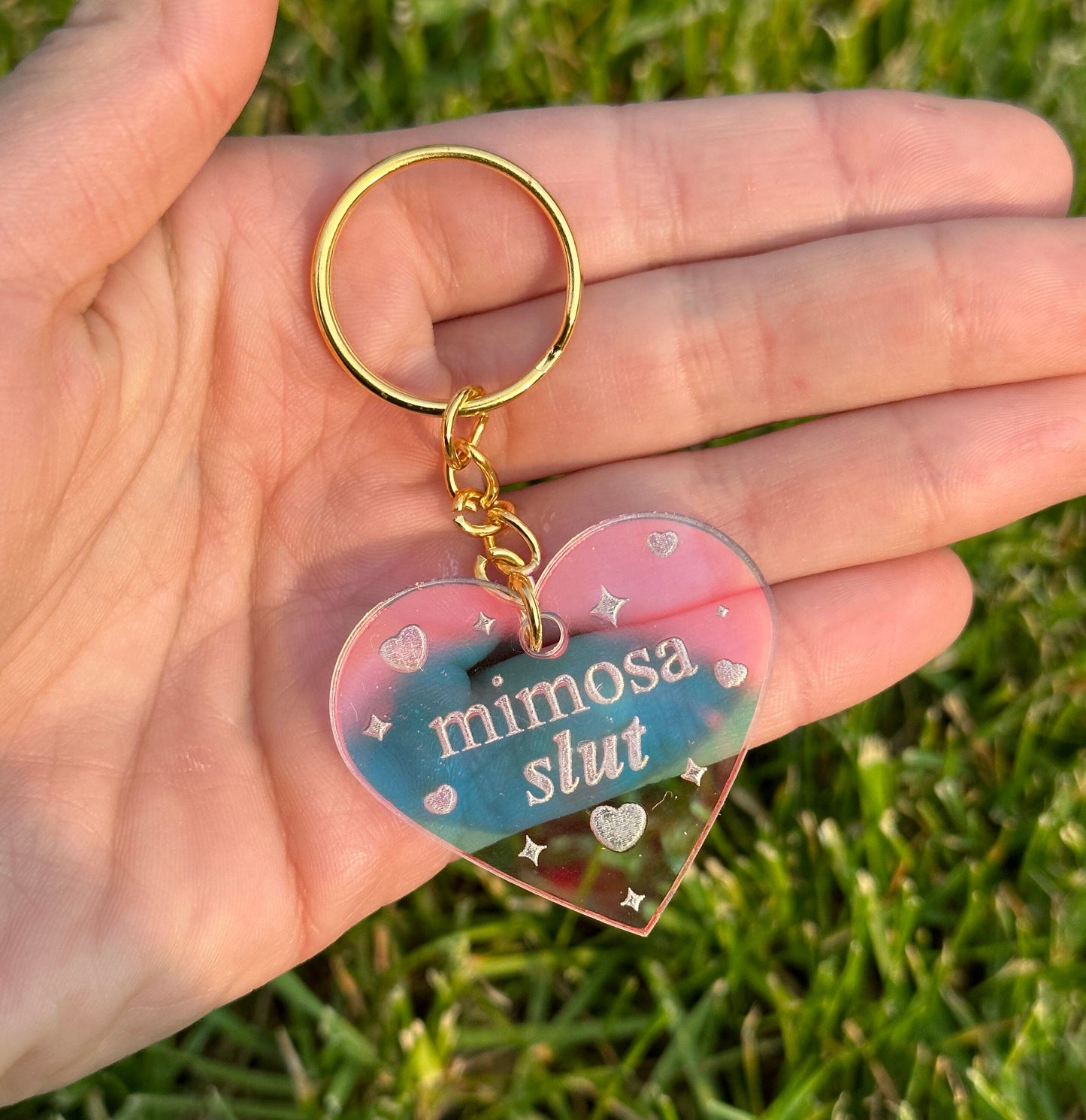 Mimosa Slut Iridescent Acrylic Keychain