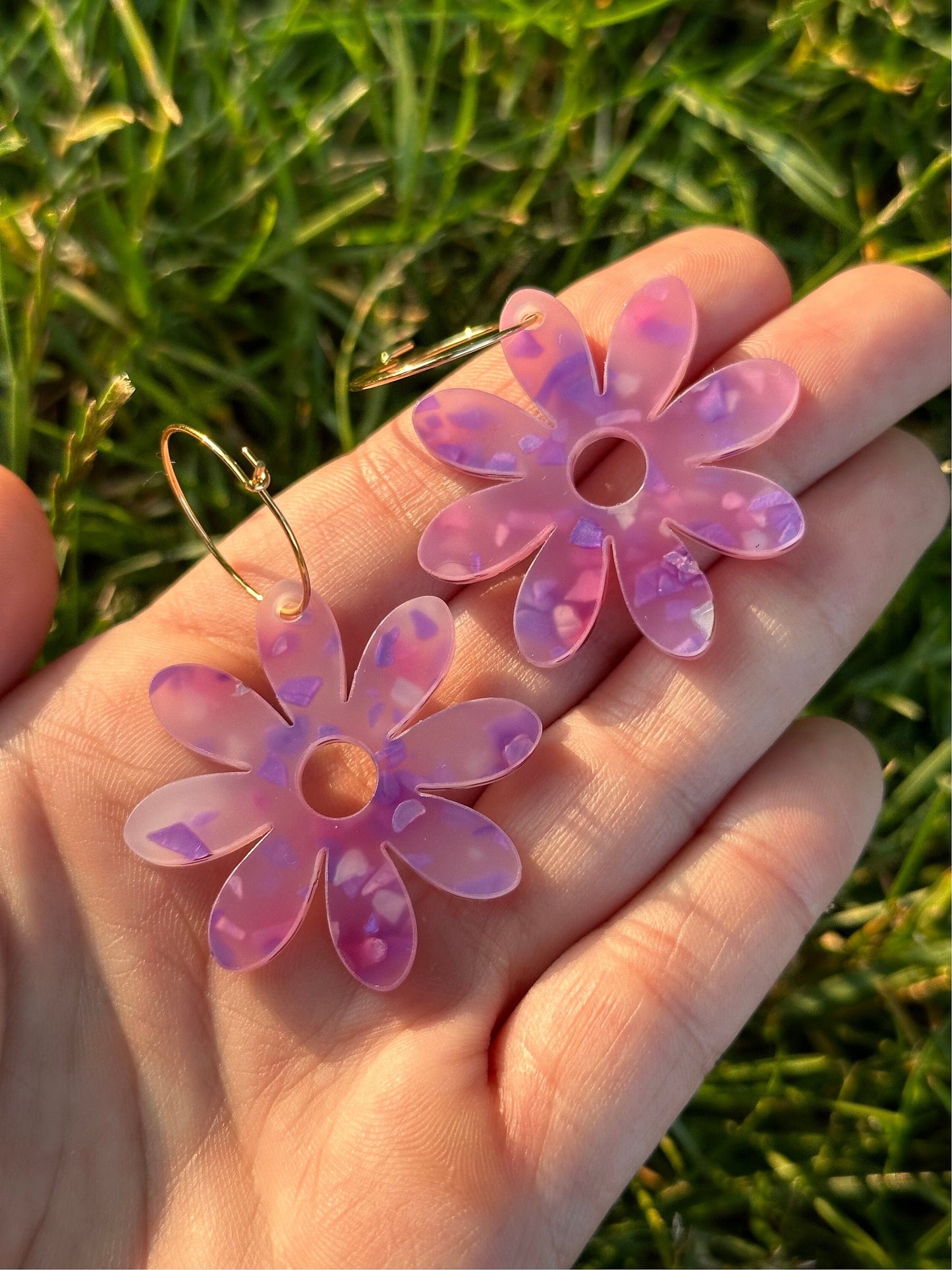 Lavender Haze Floral Laura Hoop Earrings