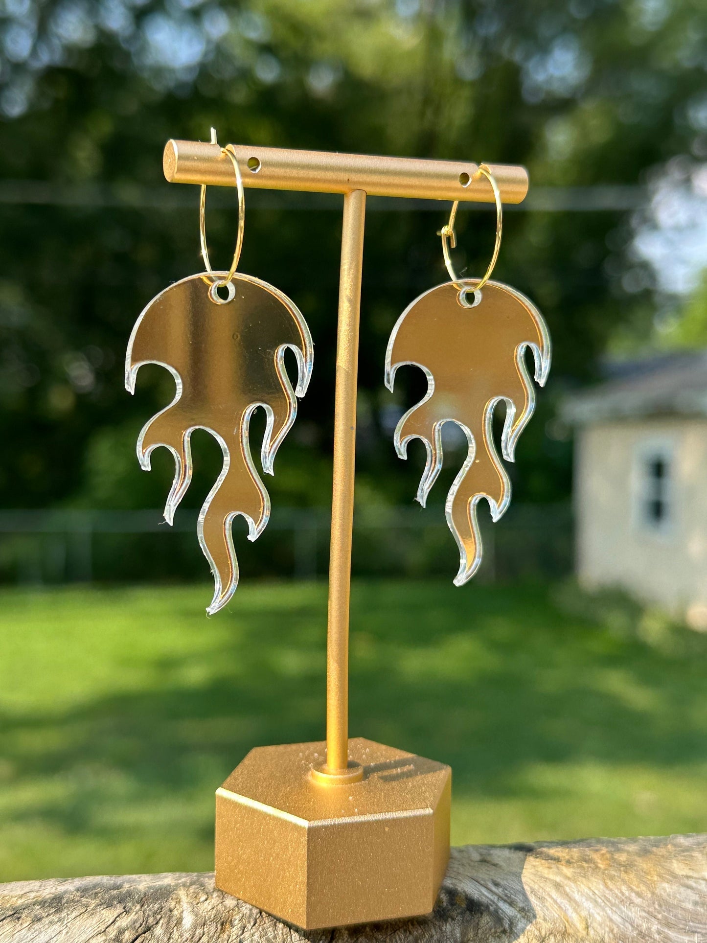 Iridescent Large Hot Flame Hoop Earrings