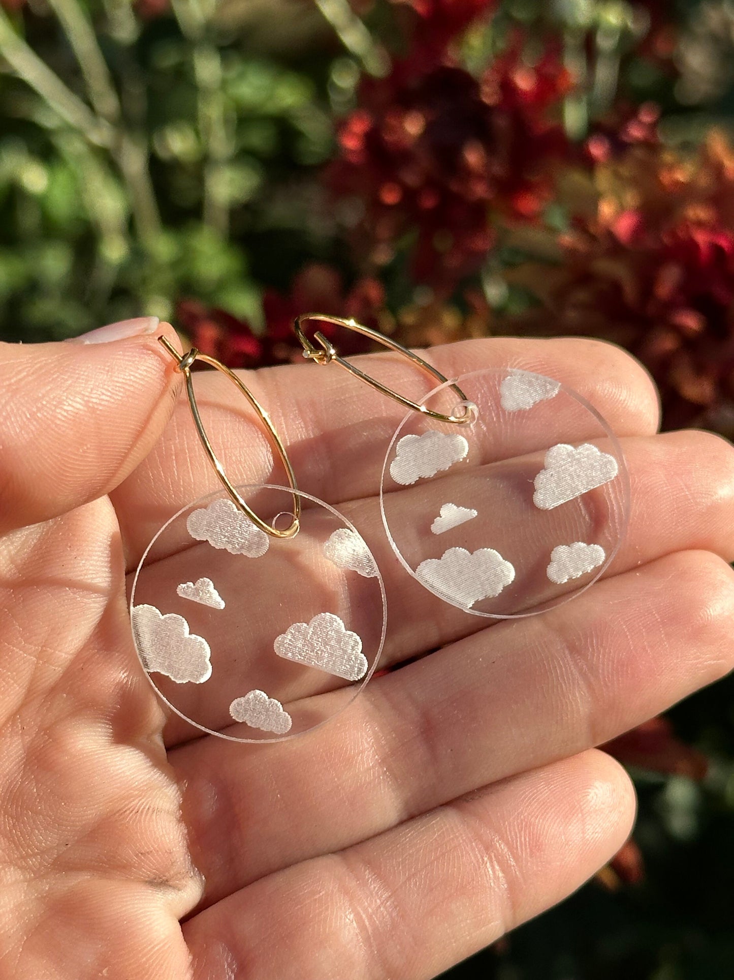 Clear Cloudy Circle Hoop Earrings