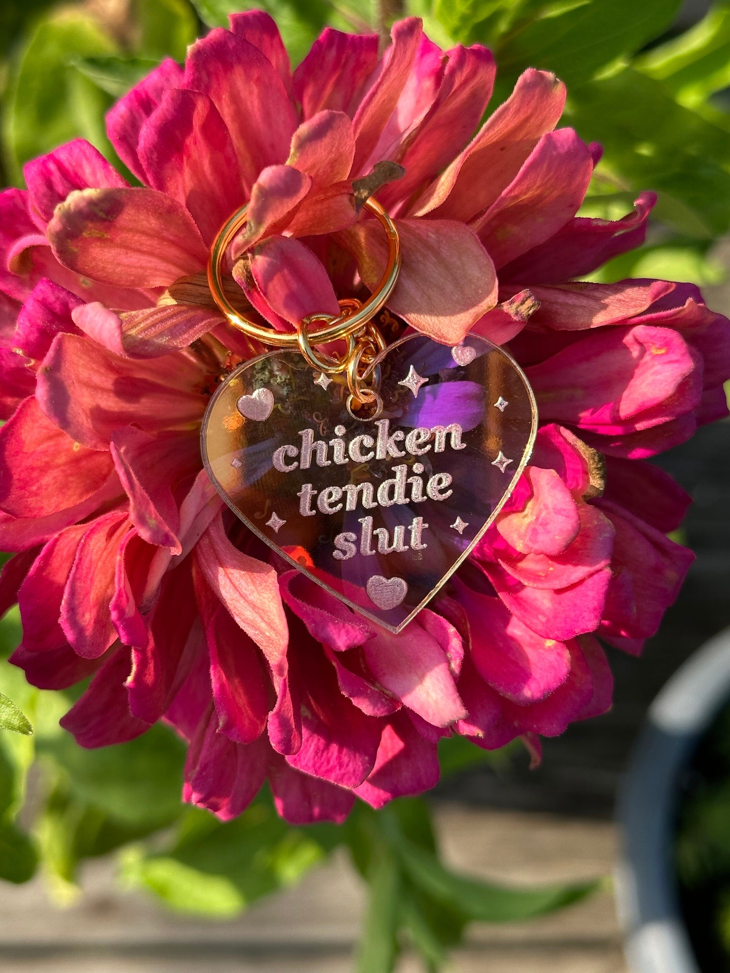 Chicken Tendie Slut Iridescent Acrylic Keychain