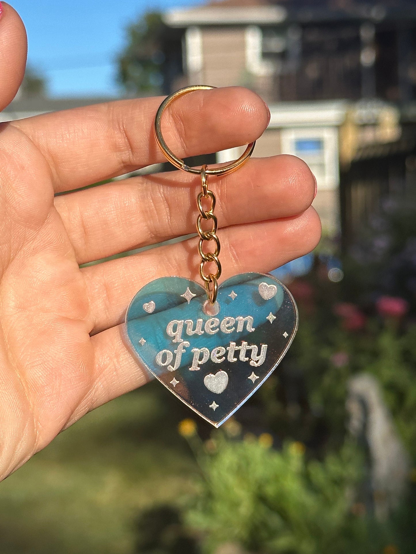 Queen Of Petty Iridescent Acrylic Keychain