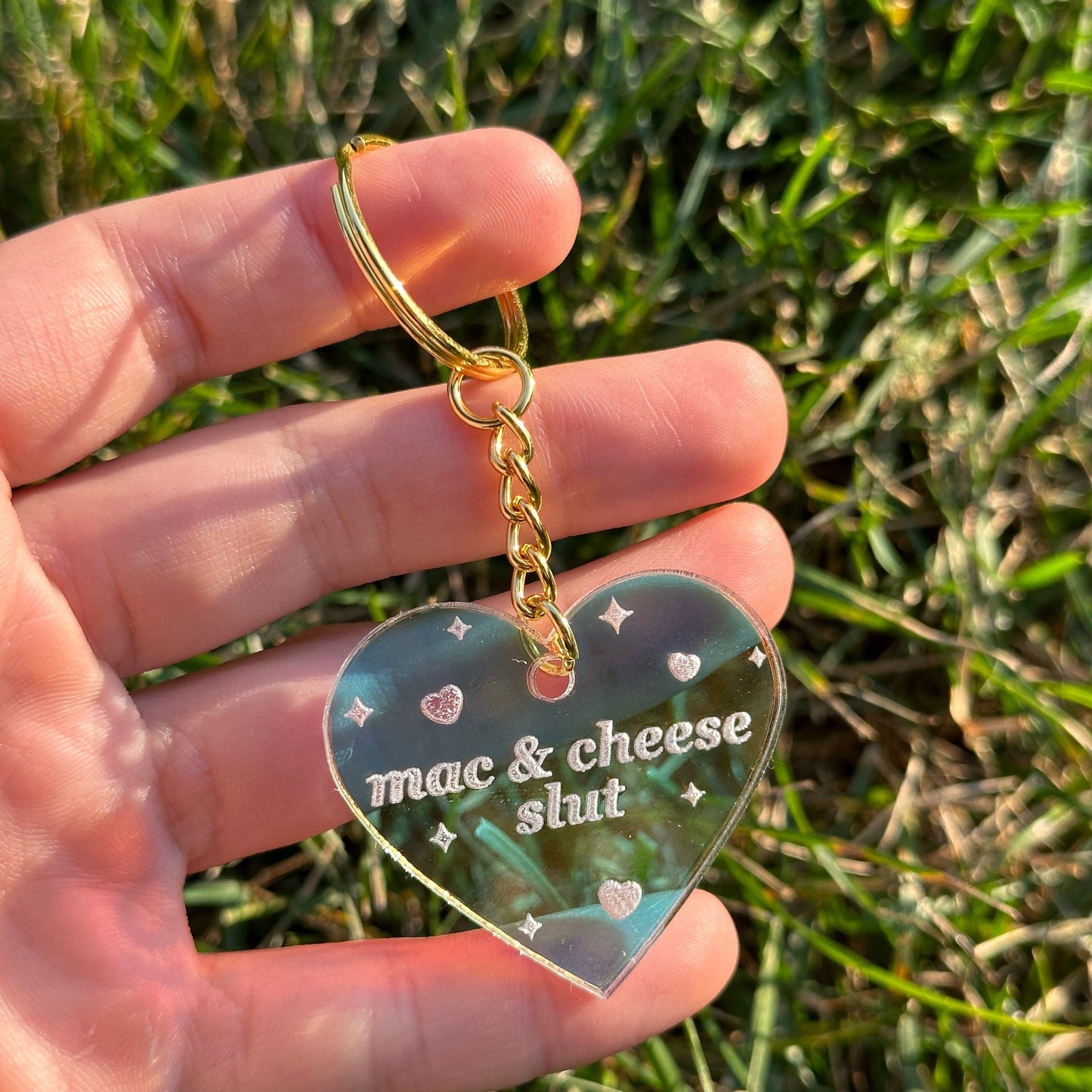 Mac & Cheese Slut Iridescent Acrylic Keychain