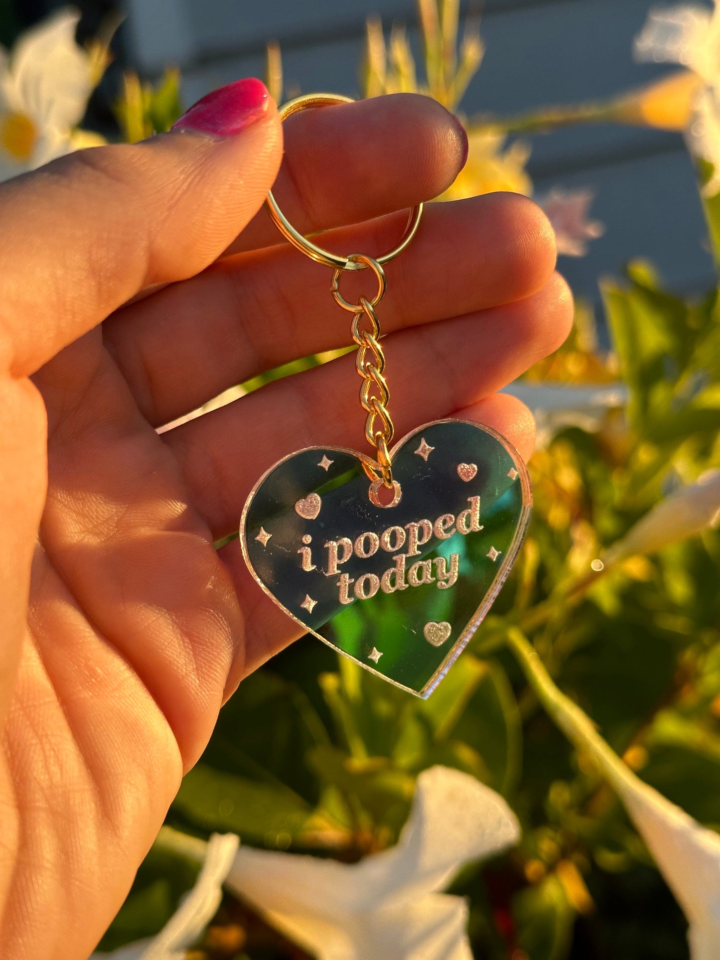 I Pooped Today Iridescent Acrylic Keychain