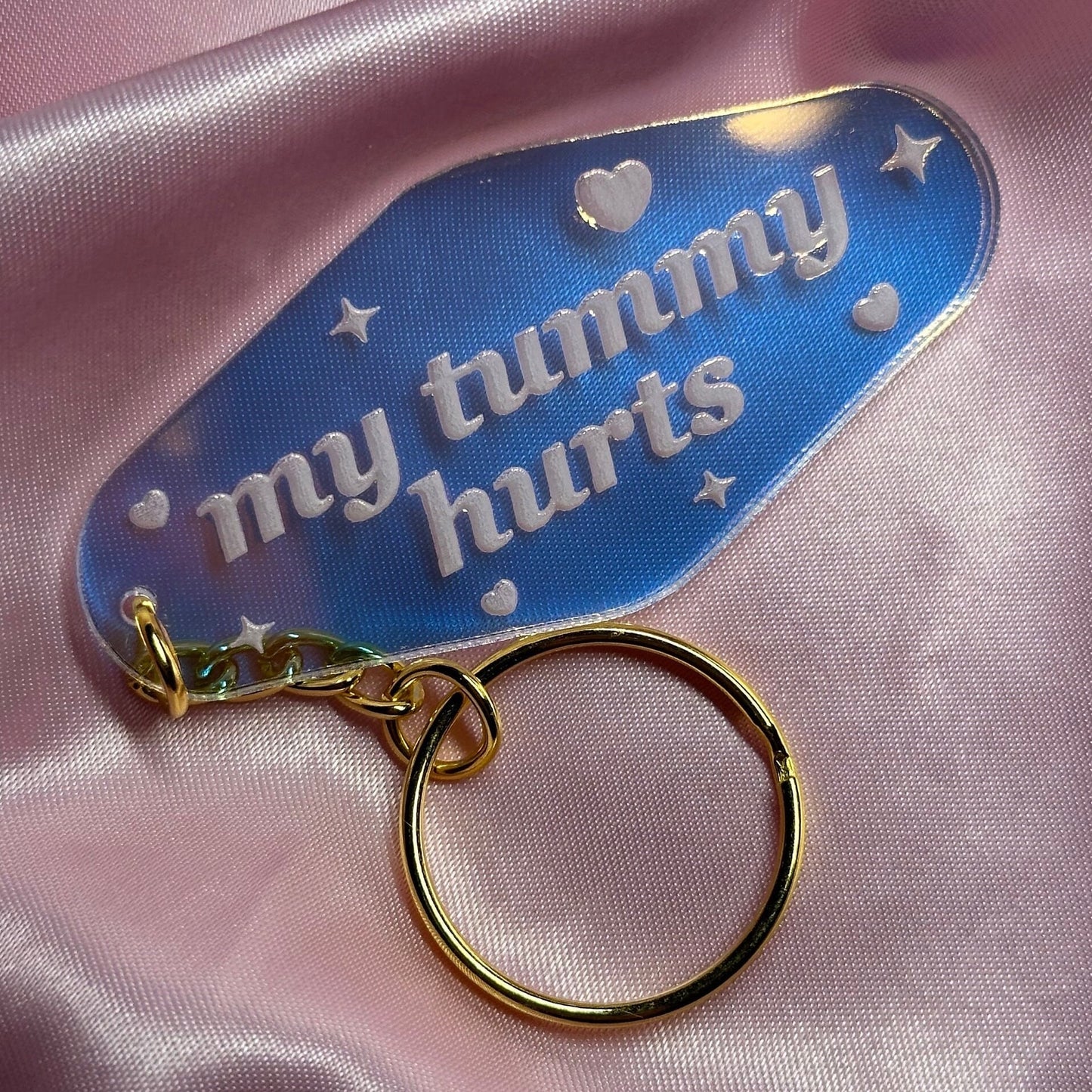 My Tummy Hurts Iridescent Acrylic Motel Keychain